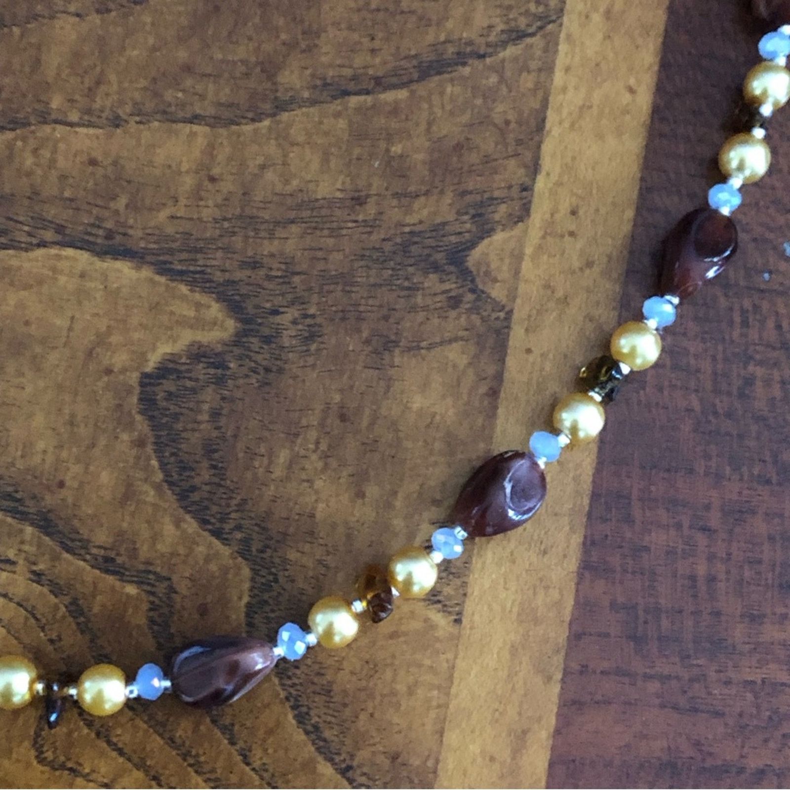 Handmade Handcrafted repurpose Czech glass pearl beaded necklace Size ONE SIZE - 8 Thumbnail
