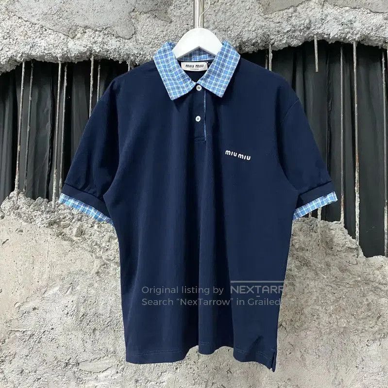 Miu Miu Miu Miu Navy Blue Women's Polo T-Shirt . Size M / US 6-8 / IT 42-44 - 1 Thumbnail