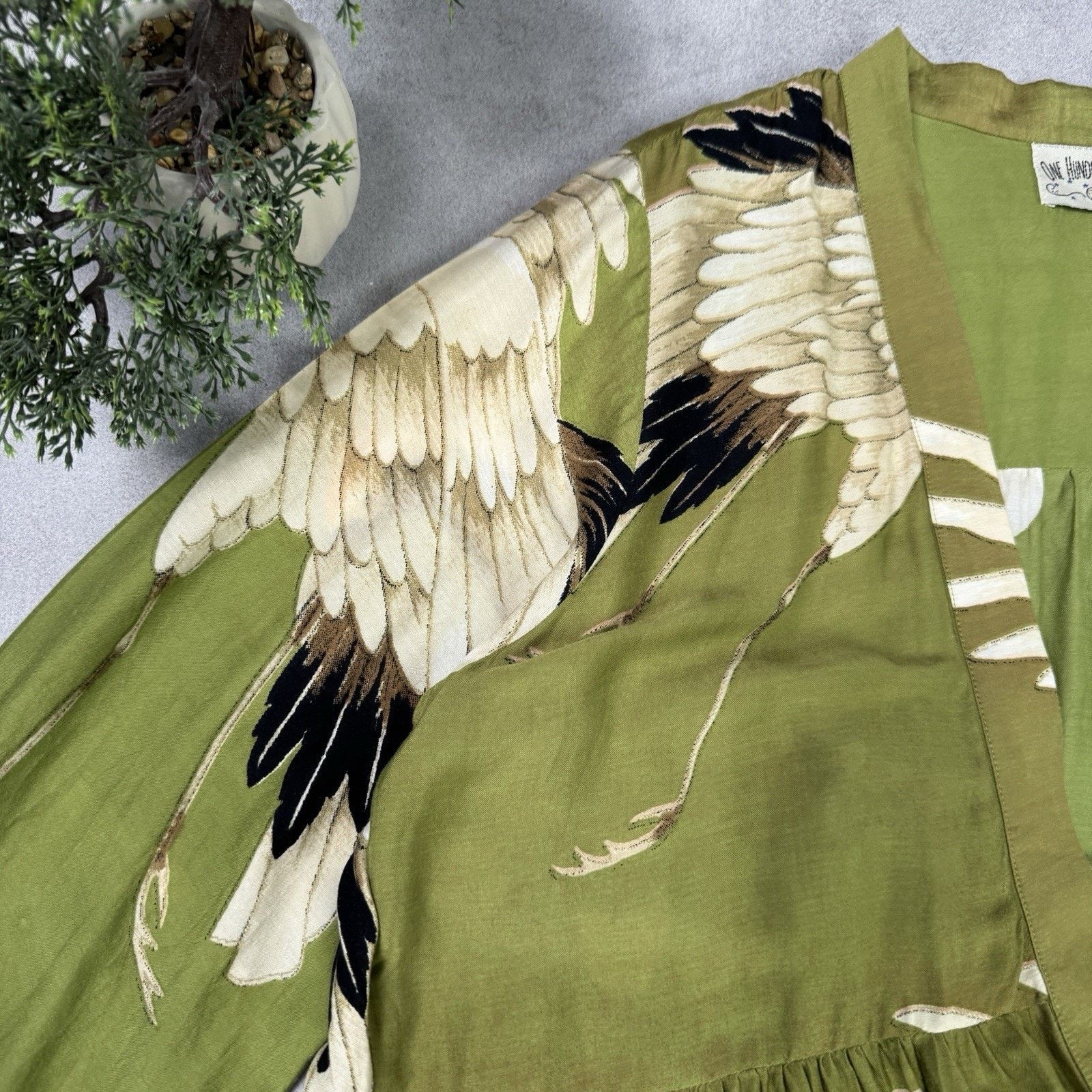 Vintage ONE HUNDRED STARS Stork Duster Coat in Green One Size Size ONE SIZE - 3 Thumbnail