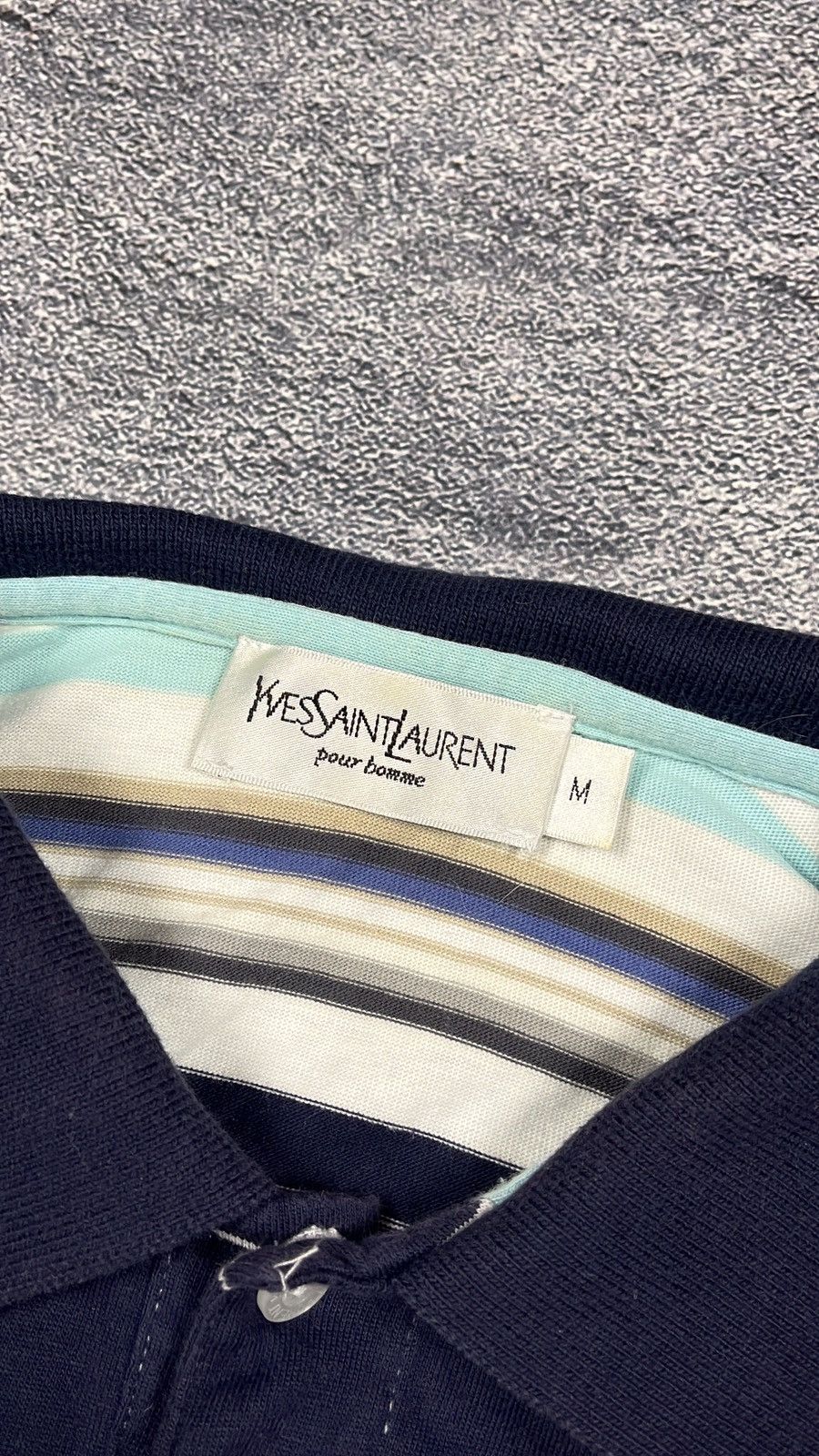 Vintage × Yves Saint Laurent Yves Saint Laurent YSL Paris Blue Striped Polo T Shirt Tee Size US M / EU 48-50 / 2 - 5 Thumbnail