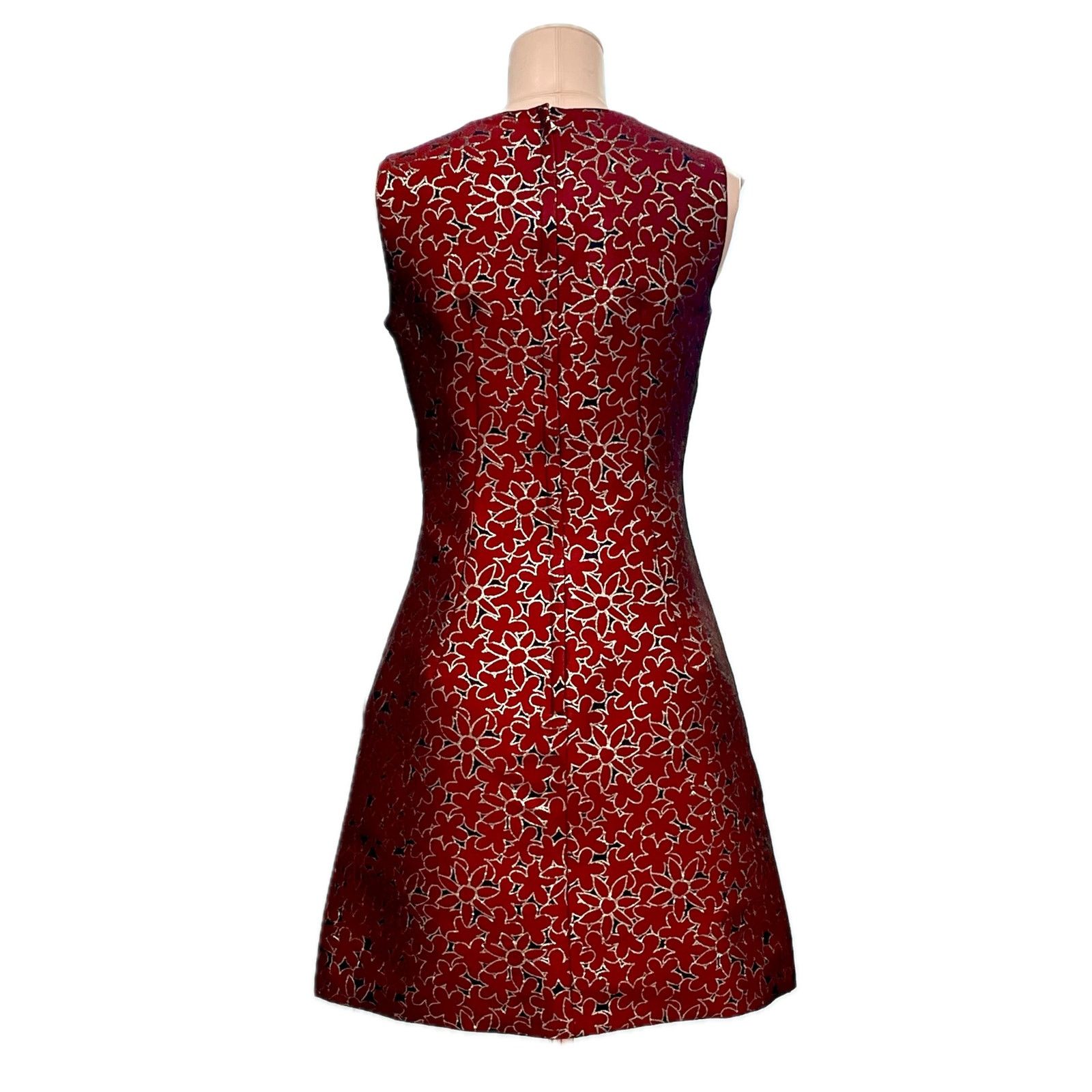 Dolce & Gabbana DOLCE & GABBANA Red Metallic Sleeveless Mini Dress 44 L Size M / US 6-8 / IT 42-44 - 2 Thumbnail