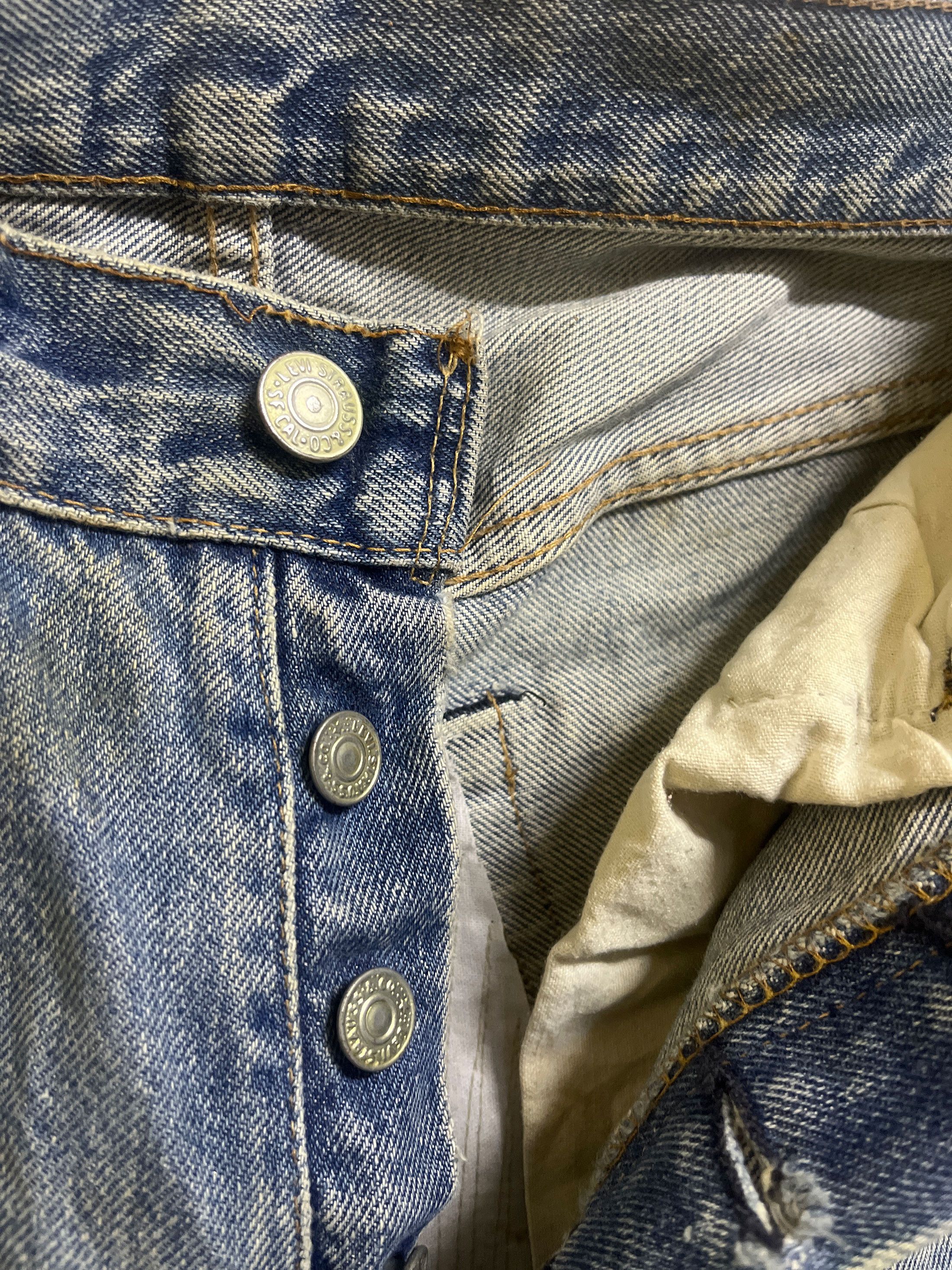 Levi's Vintage Clothing Distressed Faded Custom Craft 1 of 1 70s 80s Selvedge Size US 27 - 4 Thumbnail