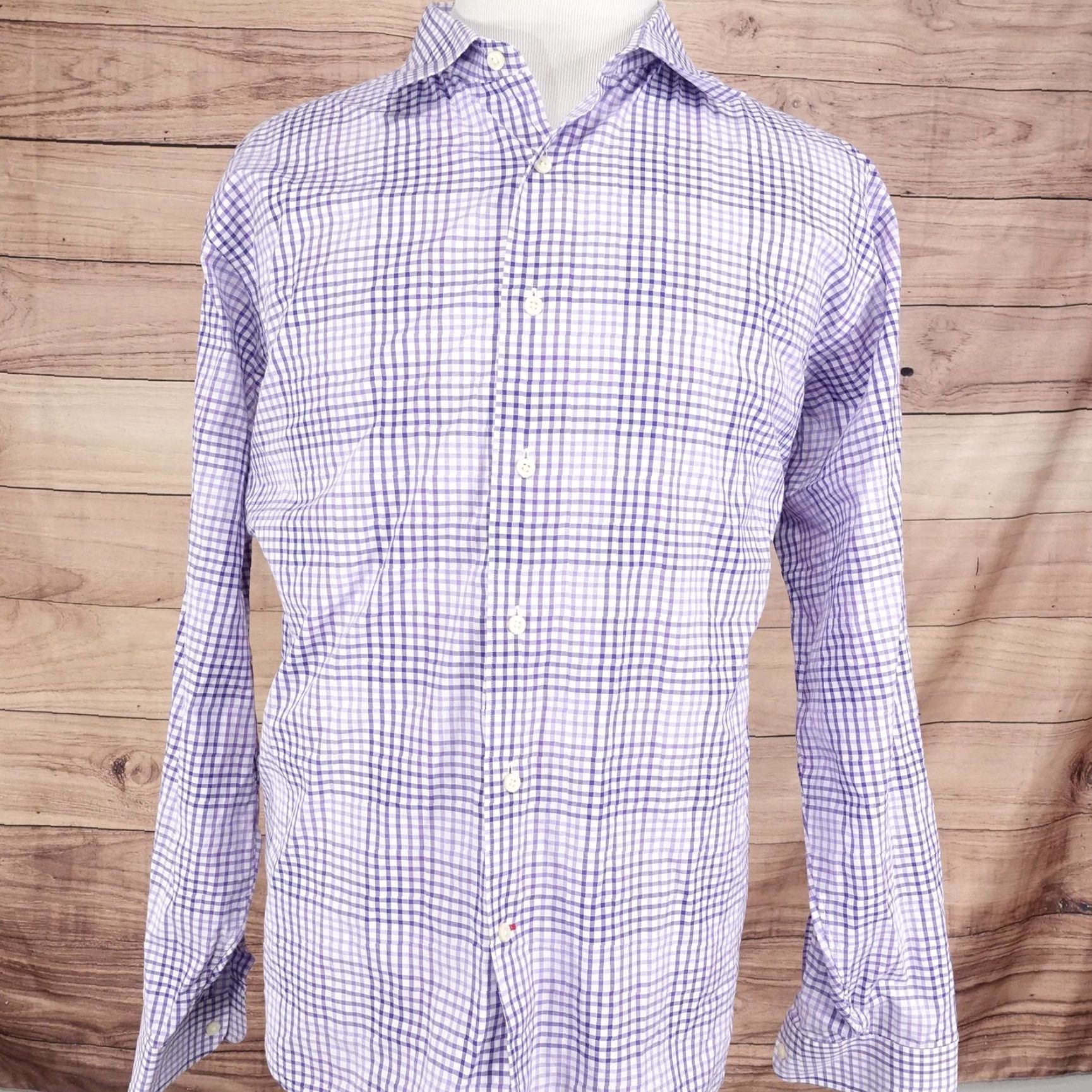 Cremieux Daniel Cremieux Classics Button Down Shirt Mens 2XL Purple Gingham 100% Cotton Size US XXL / EU 58 / 5 - 3 Thumbnail