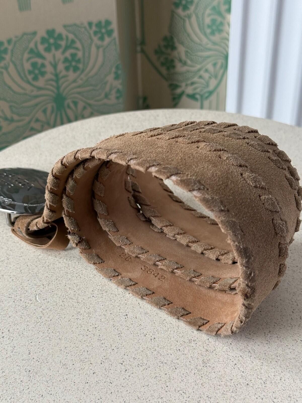 Prada Vintage Prada Suede Beige Logo Belt Size 90/36 Size ONE SIZE - 12 Thumbnail