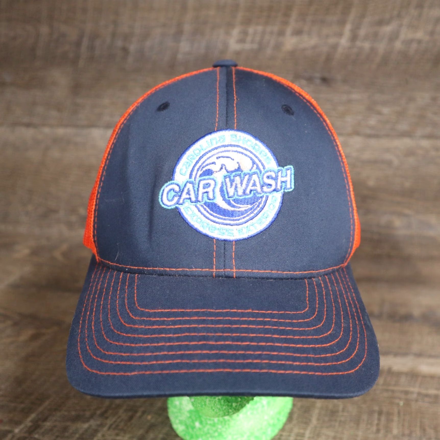 Vintage Shore s Express Car Wash Employee Orange Sewn Patch Baseball Cap Hat Snapback Size ONE SIZE - 2 Thumbnail