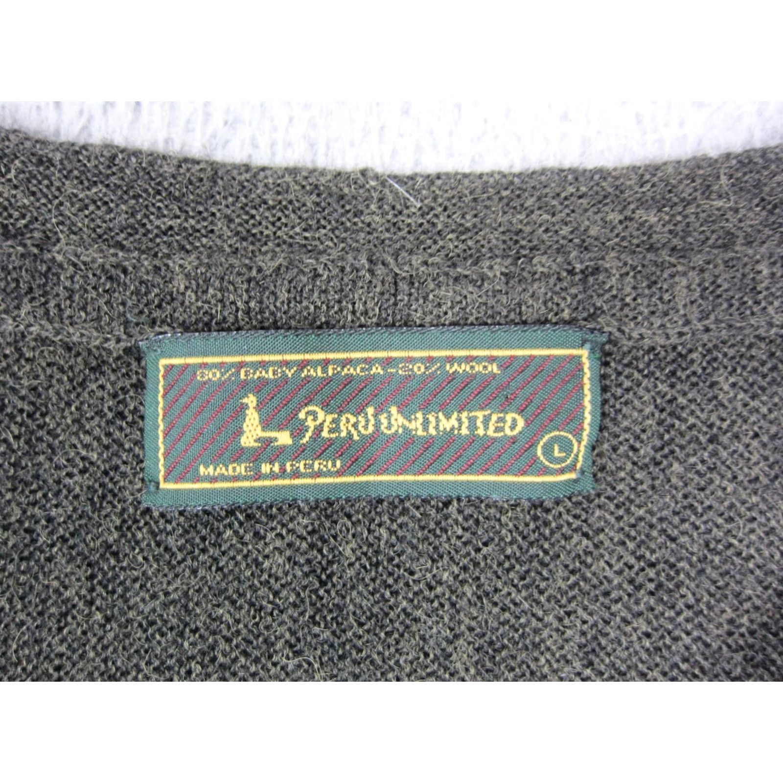 Vintage VINTAGE Peru Unlimited Sweater Mens Large Green Knit Alpaca Wool V-Neck 90s Size US L / EU 52-54 / 3 - 3 Thumbnail