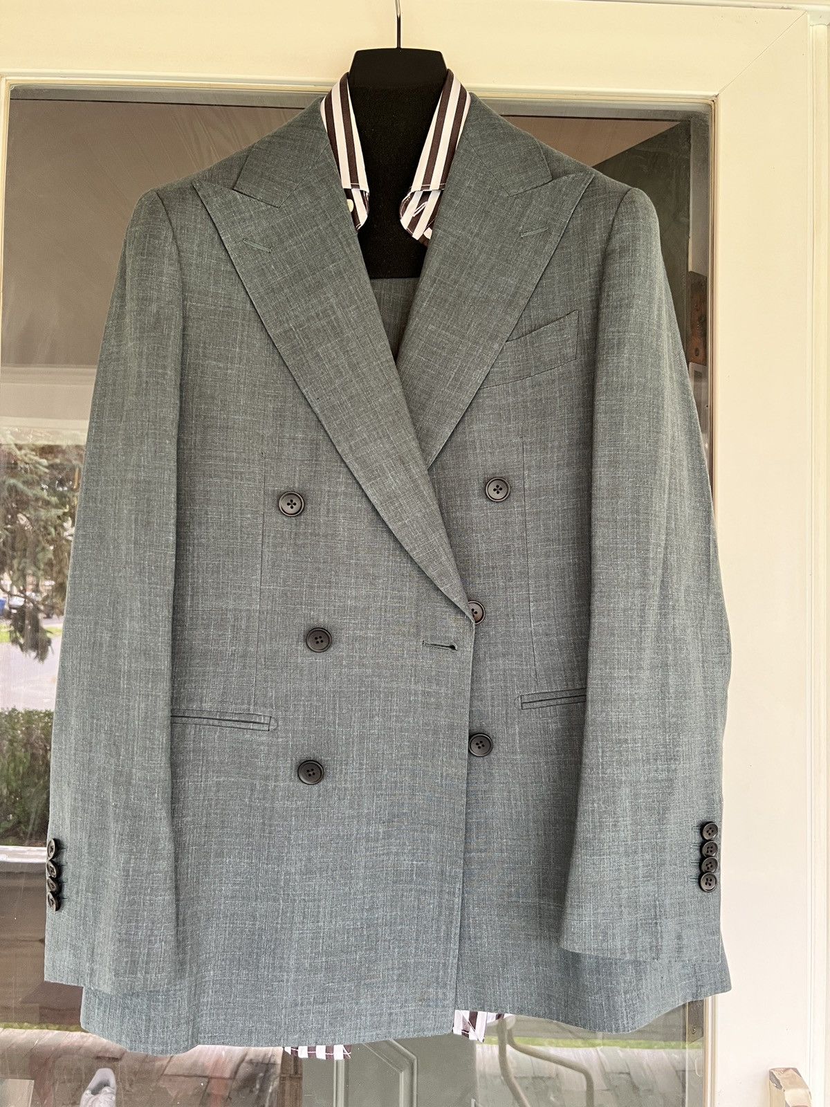 SUITSUPPLY HAVANA DB 36S Sage Green Linen Wool Silk MSRP