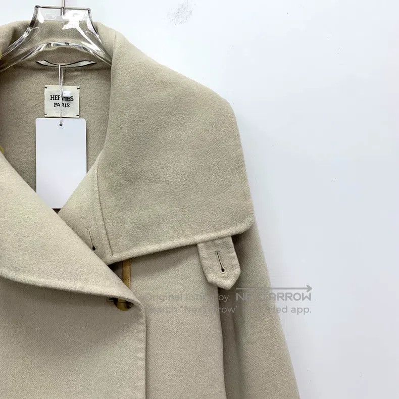 Hermes Hermes Oatmeal cashmere lapel single-breasted belted overc Size XXS / US 00 / IT 34 - 3 Thumbnail