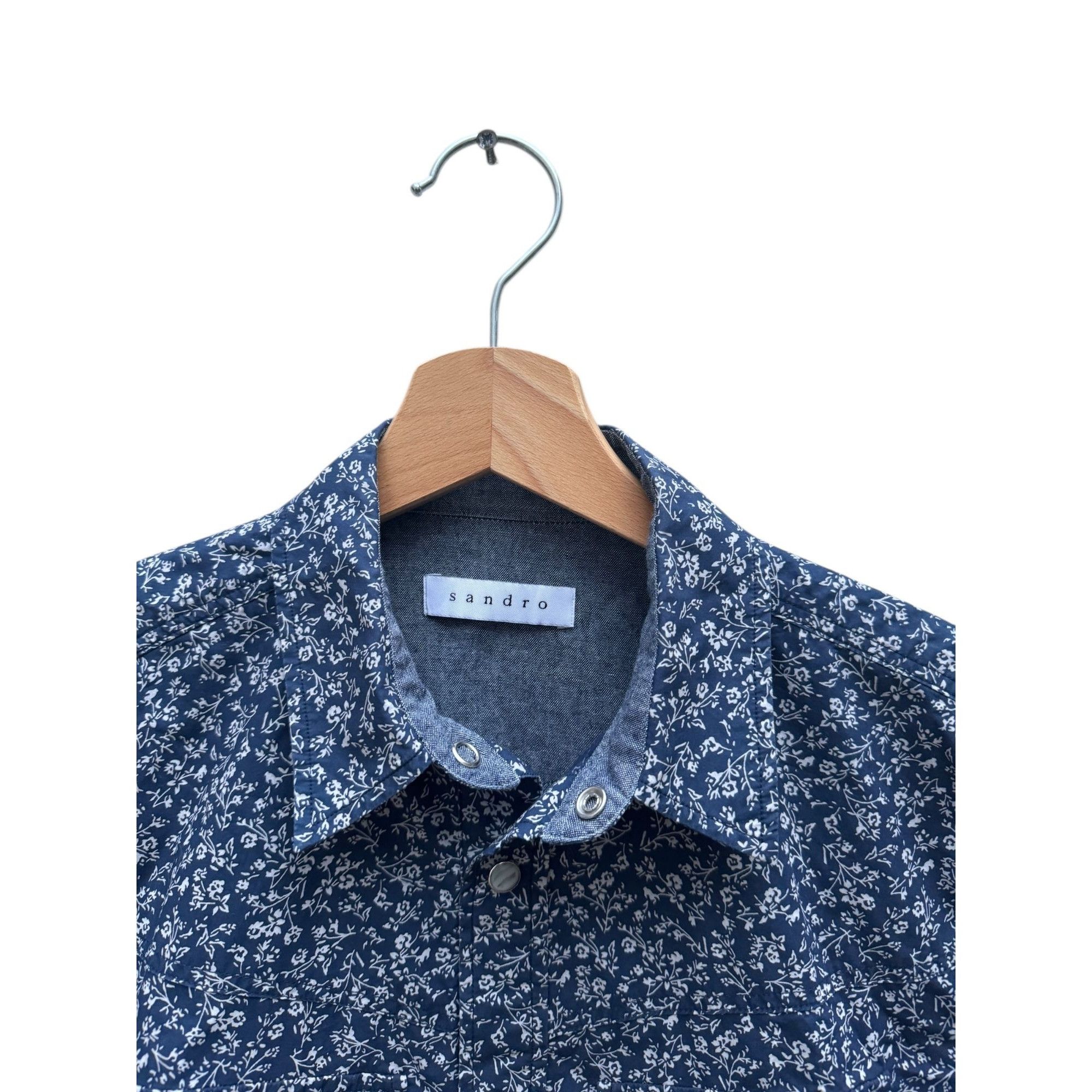 Sandro Blue Micro-Paisley Button-Up Shirt Size US XS / EU 42 / 0 - 2 Thumbnail