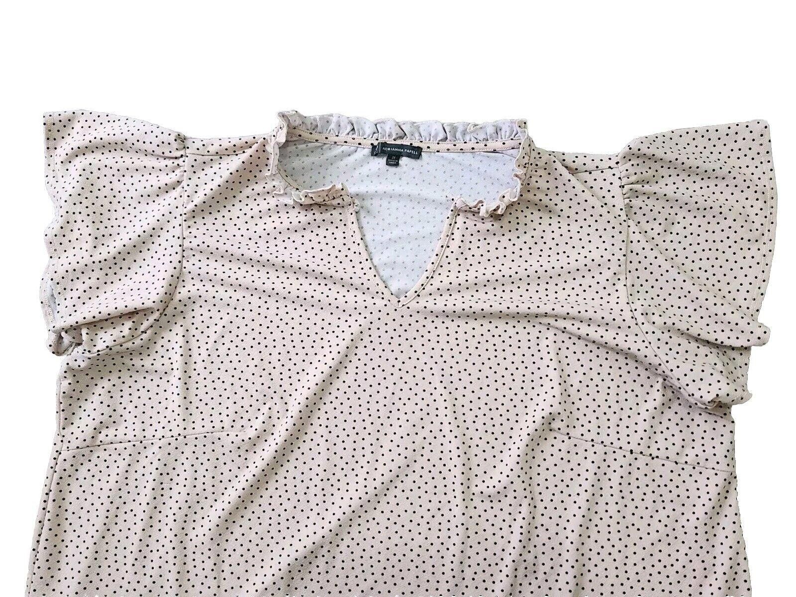 Designer Adrianna Papell Top Plus Size 2x Blush Pink Polka Dot Size XXL / US 16-18 / IT 52-54 - 3 Thumbnail