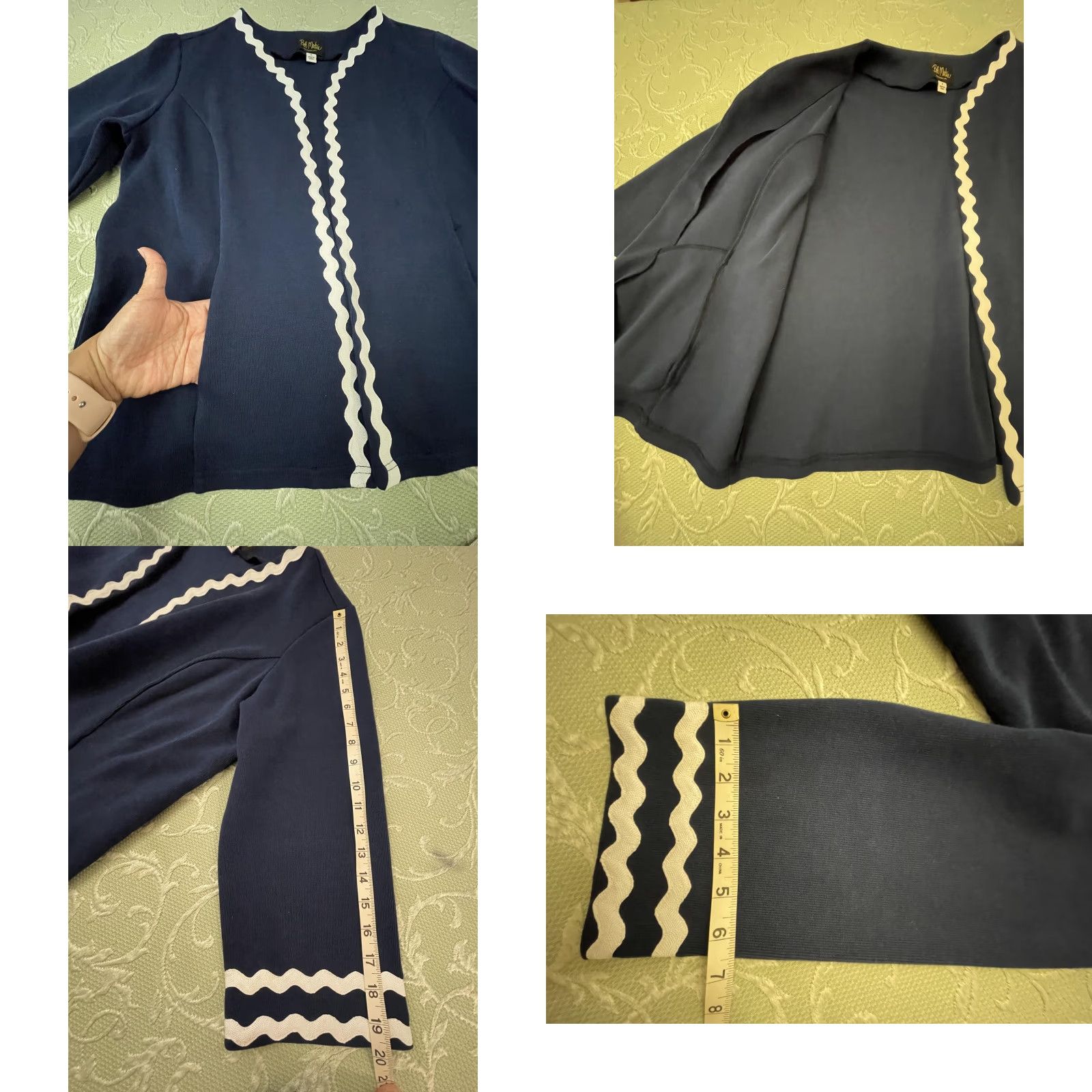 Bob Mackie VINTAGE Bob Mackie Jacket Womens 1X Navy Blue Open Front Wearable Art Pockets Trim Size XL / US 12-14 / IT 48-50 - 8 Thumbnail