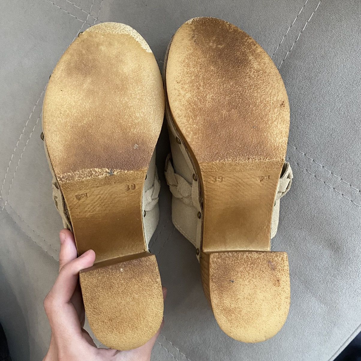 Vintage Vintage Swedish Style Wooden Heeled Mules Y2K Size US 8 / IT 38 - 6 Thumbnail