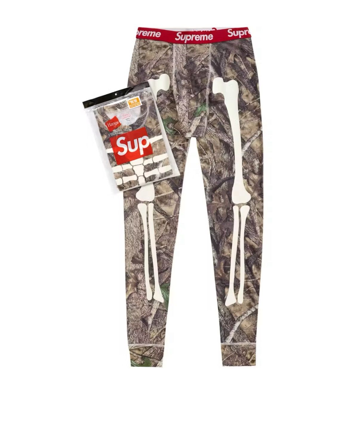 トップス Supreme/Hanes Bones Thermal Crew Camo L Supreme Hanes Bones Thermal Crew 1 Pack Woodland Camo Men's