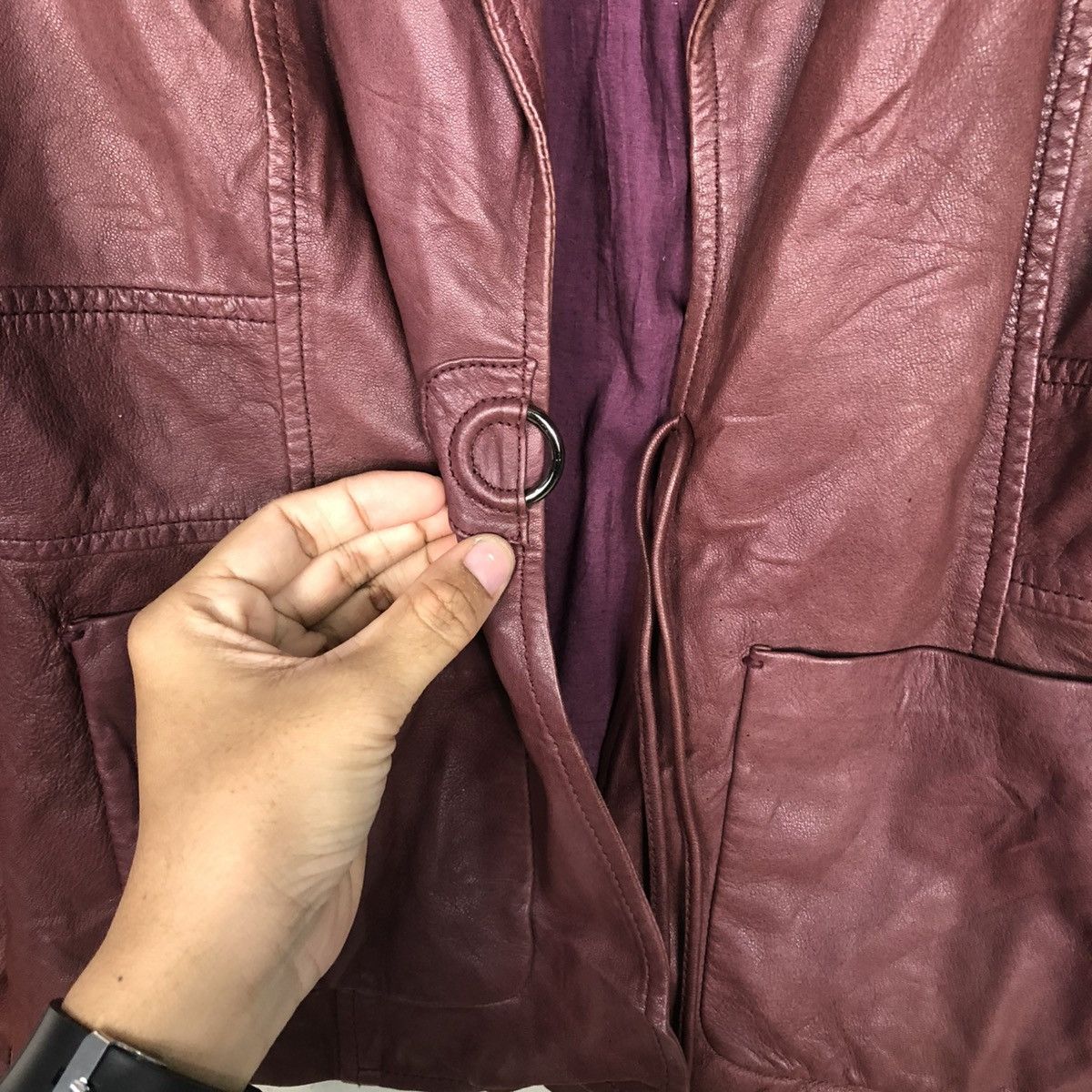 Japanese Brand 🔥VINTAGE CROPPED BIKER LEATHER JACKET MAX & CO Size S / US 4 / IT 40 - 18 Thumbnail