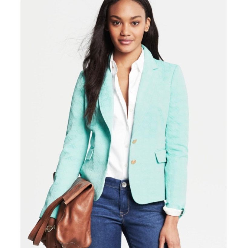 Banana Republic MINT Banana Republic Turquoise Military-Inspired Blazer 2P Size XS / US 0-2 / IT 36-38 - 3 Thumbnail