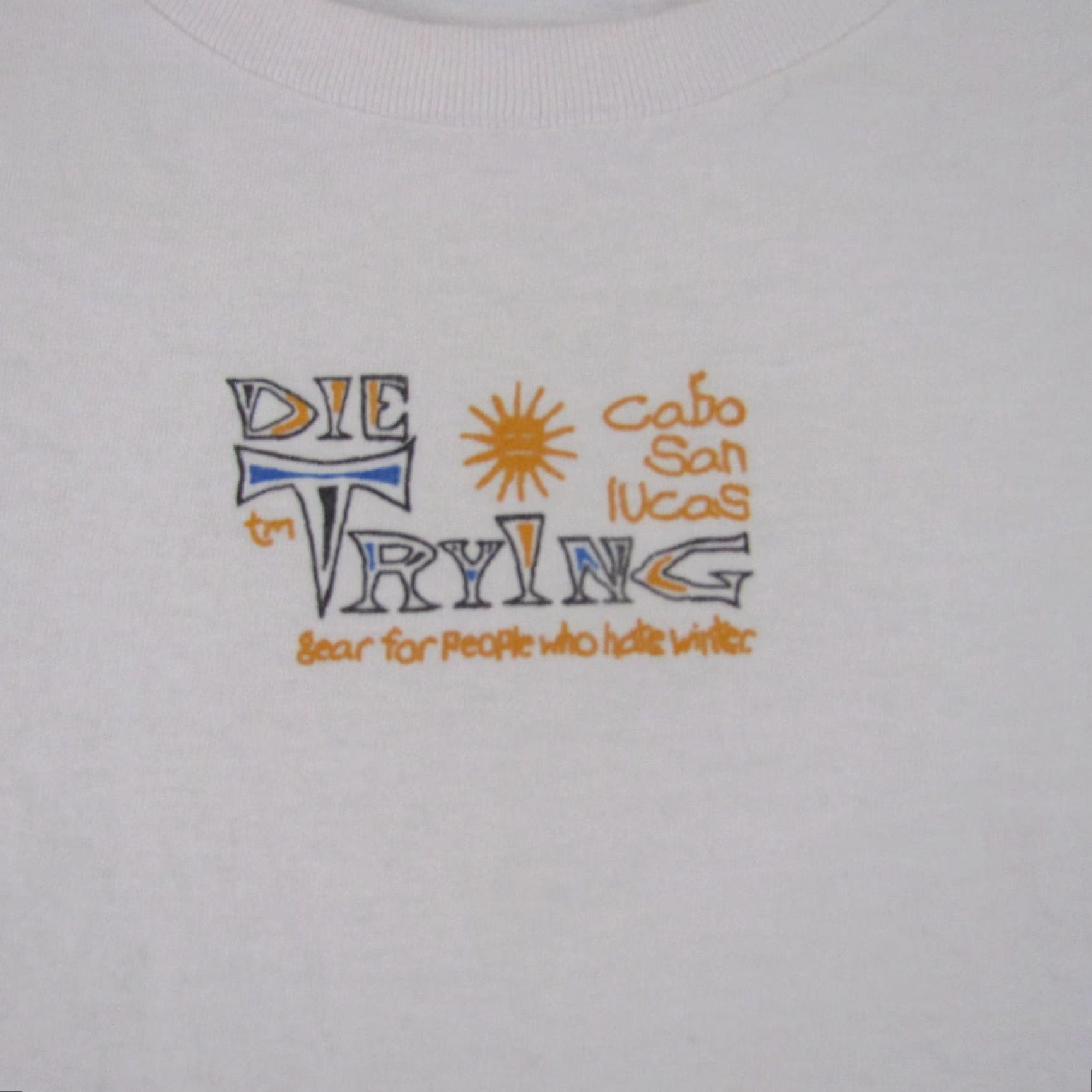 Vintage VINTAGE Die Trying T-Shirt Womens Large White 90s Beach Cotton Logo Casual Top Tee Size L / US 10 / IT 46 - 2 Thumbnail