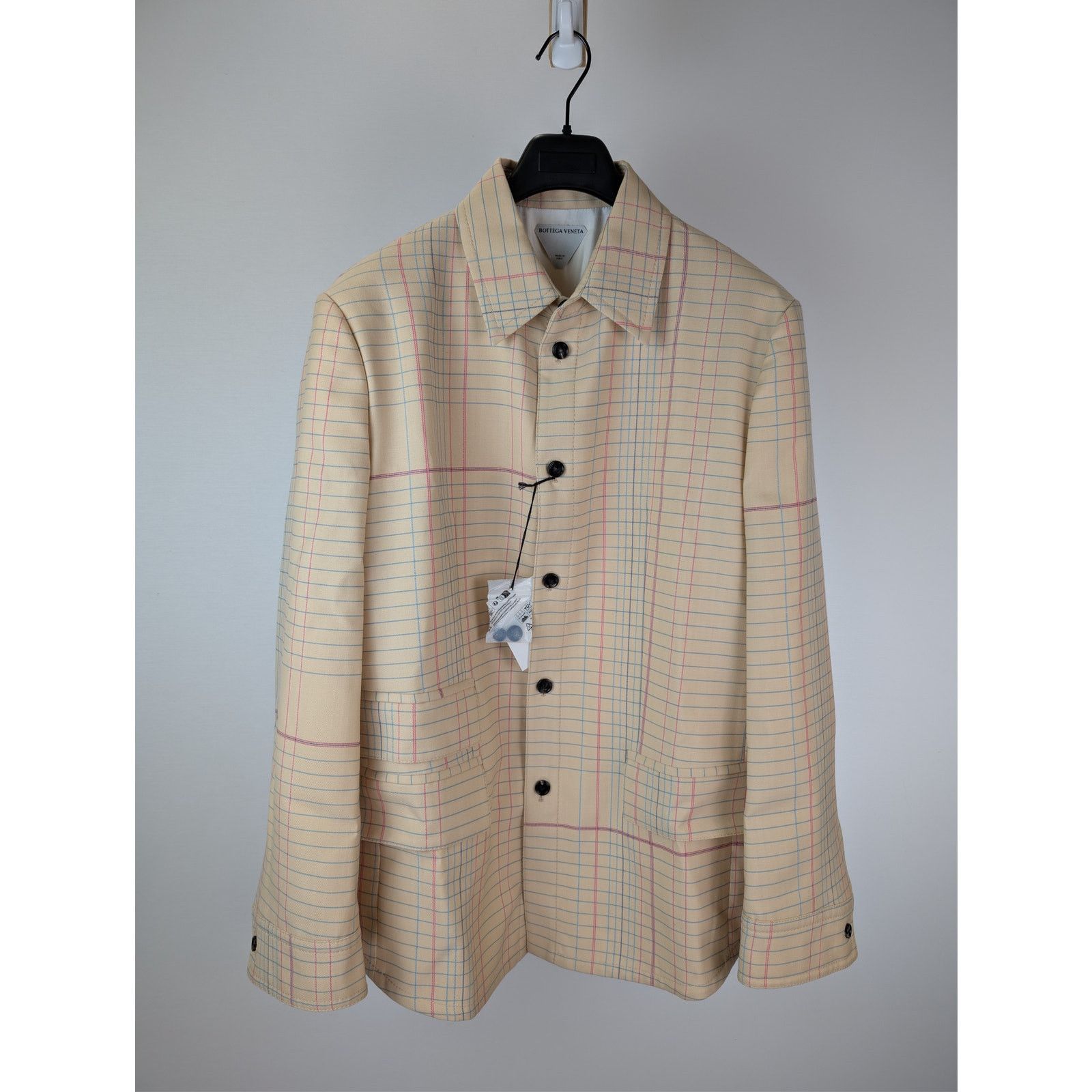 Bottega Veneta o1rshd1 Notebook Wool Twill Jacket in Beige / Pink / Blue 52 Size US L / EU 52-54 / 3 - 1 Thumbnail