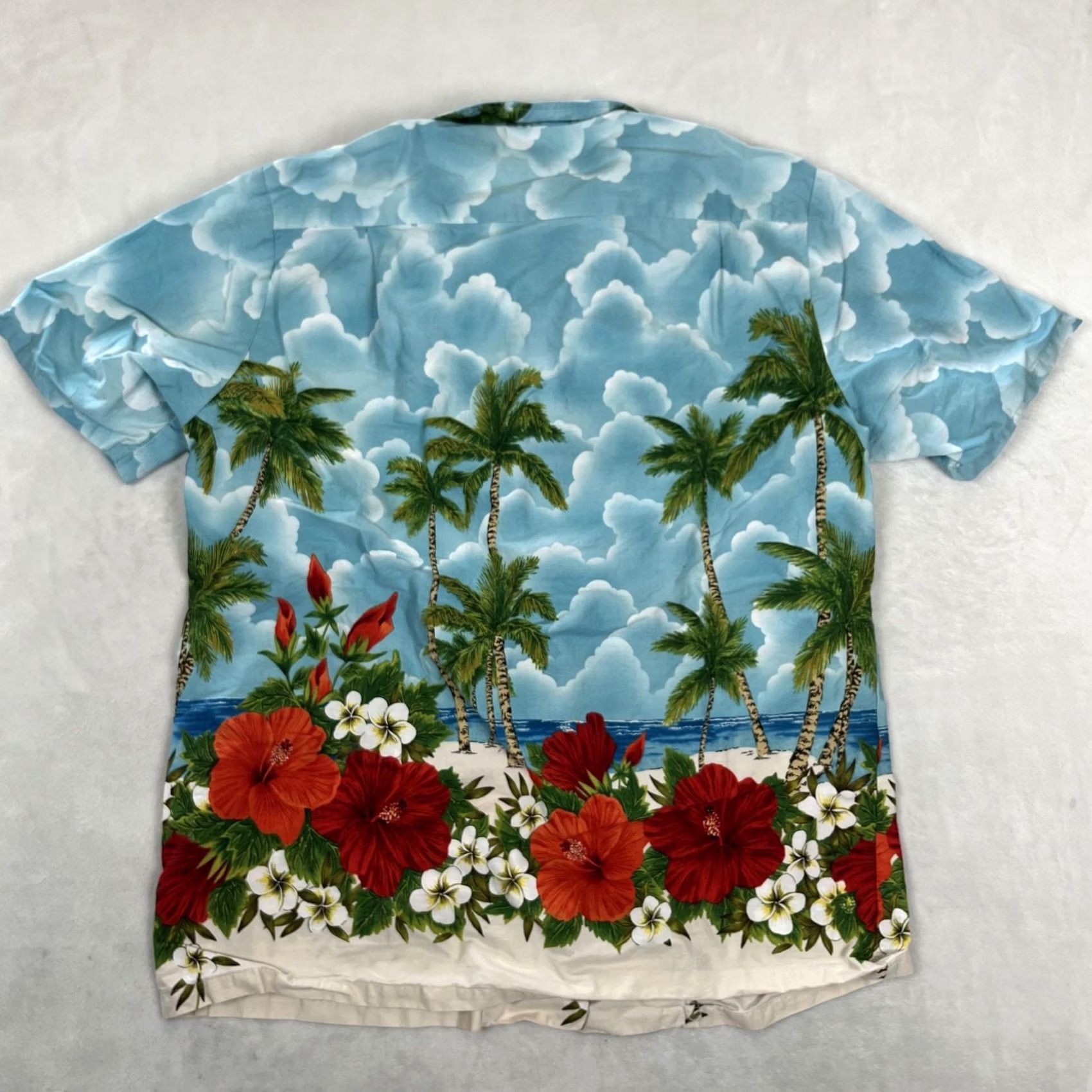 Vintage VINTAGE RJC Shirt Mens Large Blue Hawaiian Hibiscus Palm Short Sleeve Button-Up Shirt Size US L / EU 52-54 / 3 - 7 Thumbnail
