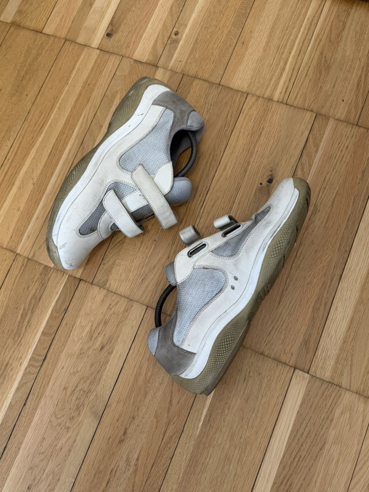 Prada Prada America’s Cup Velcro Sneakers - Silver/White Size US 10 / EU 43 - 2 Thumbnail