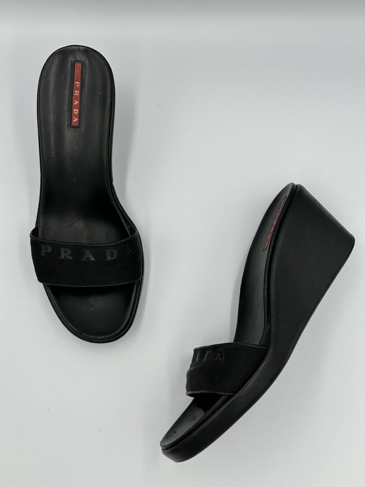 Prada Prada leather wedge sandals with dustbag Size US 8 / IT 38 - 1 Thumbnail