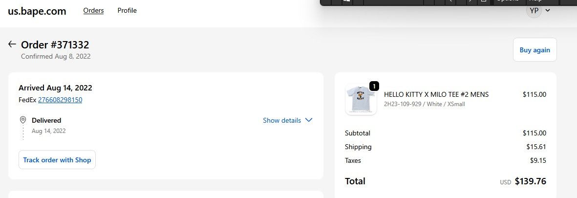 Bape BAPE HELLO KITTY X MILO TEE Size US XS / EU 42 / 0 - 7 Thumbnail