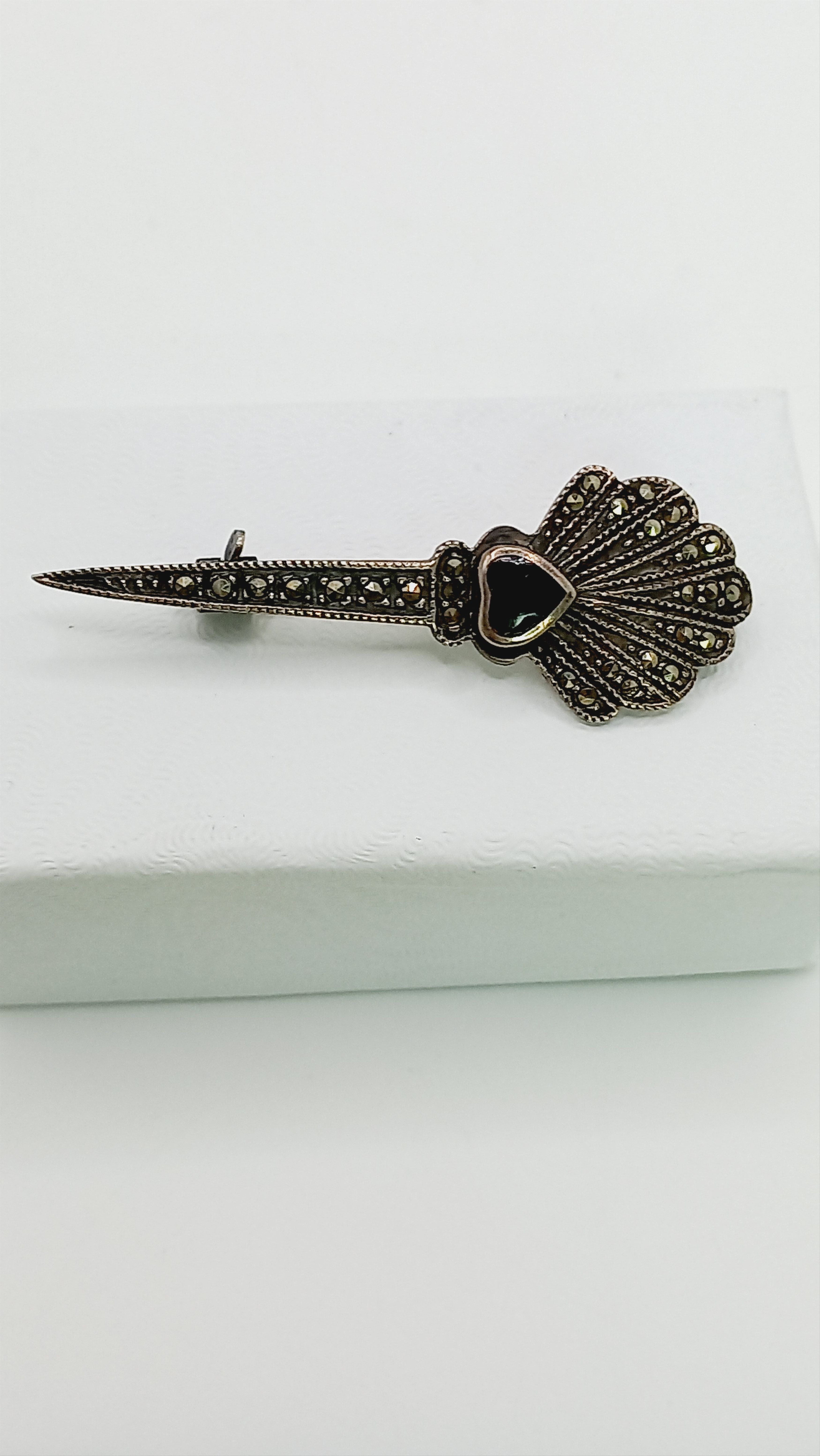 Sterling Silver Art Deco style Sterling Marcasite Brooch Size ONE SIZE - 5 Thumbnail