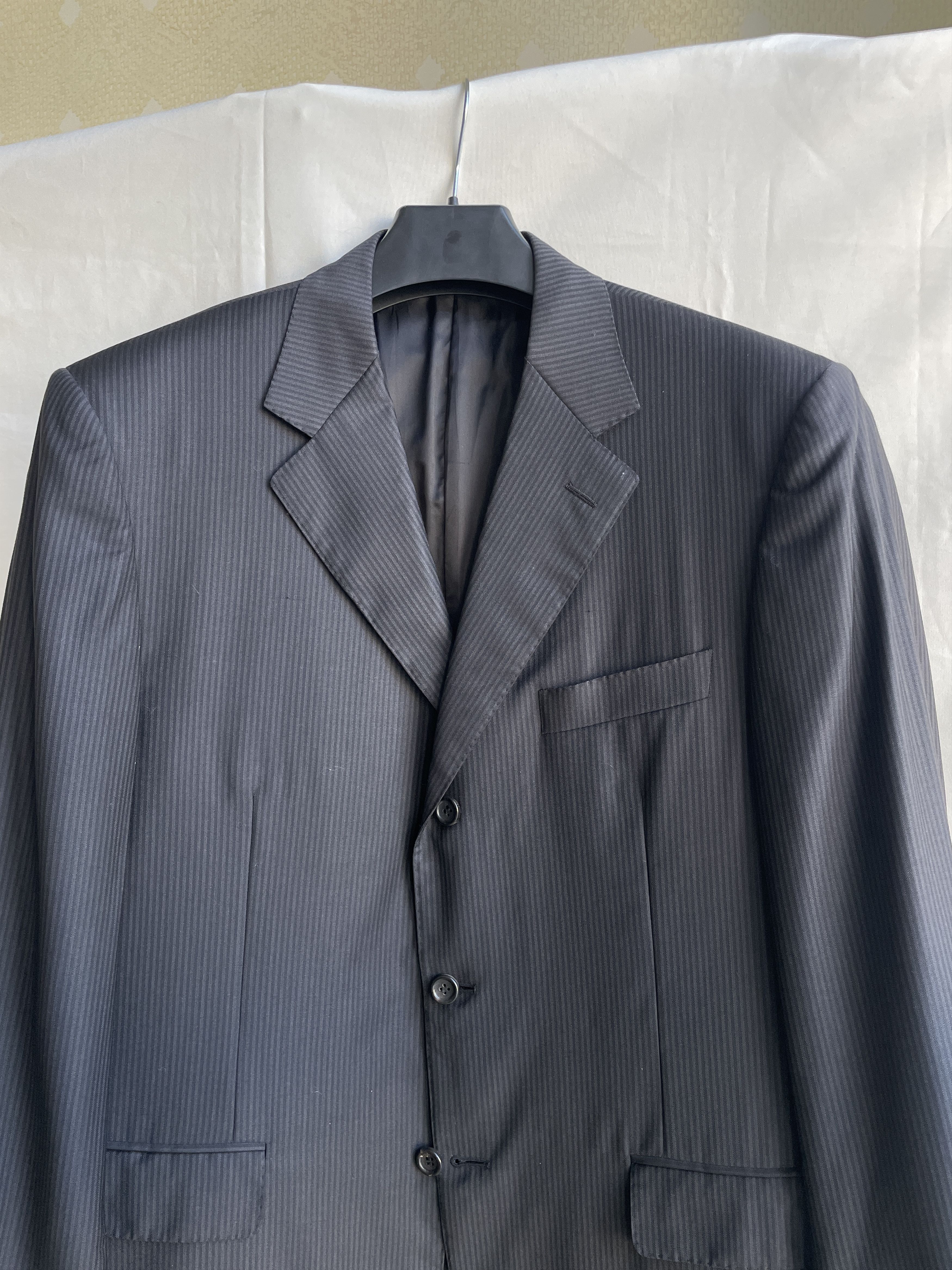 Canali Canali Striped Black/Navy Wool Suit Jacket Blazer Size 42R - 4 Thumbnail