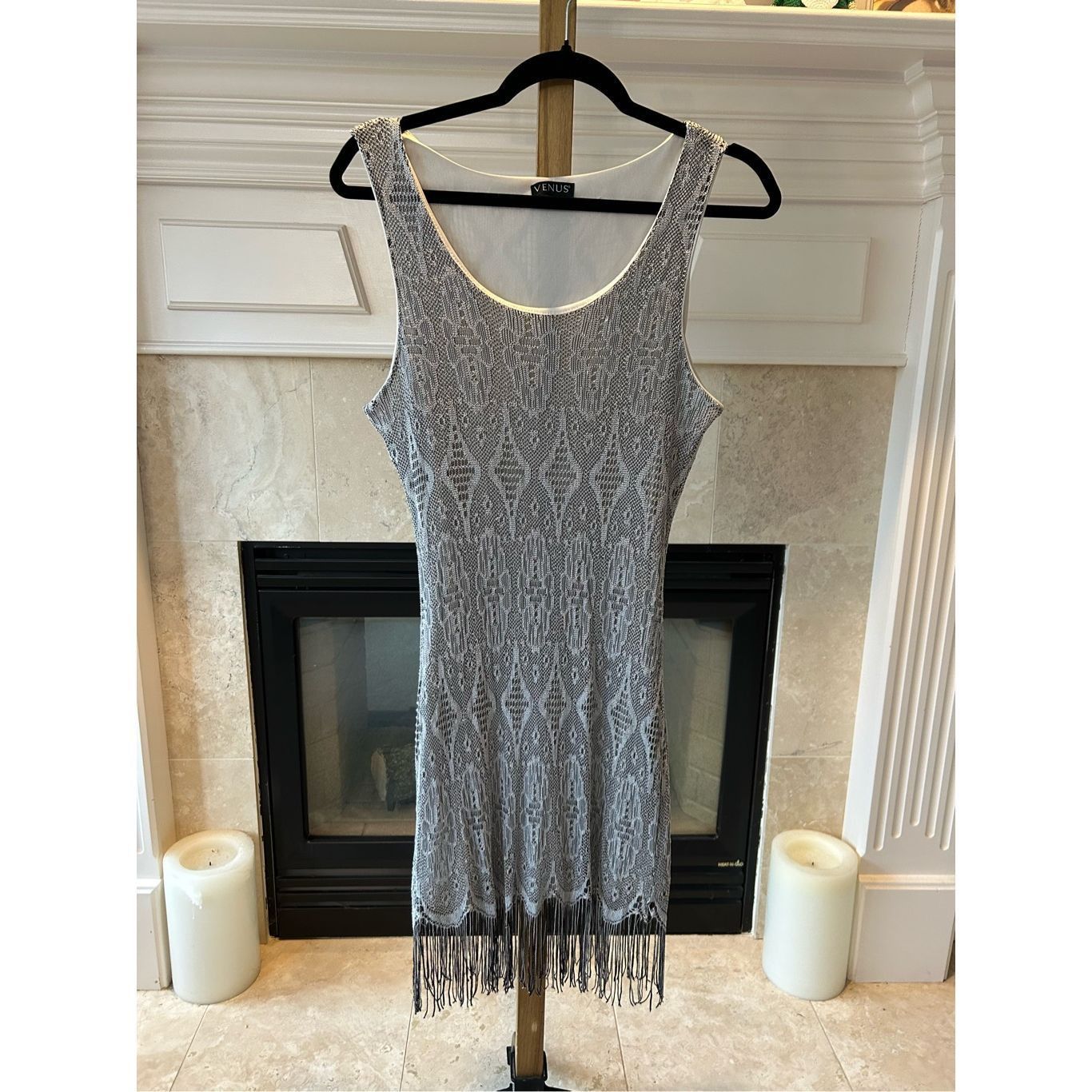 Other Venus Women’s Silver Lace Bodycon Flapper Short Dress With T Size S / US 4 / IT 40 - 2 Thumbnail