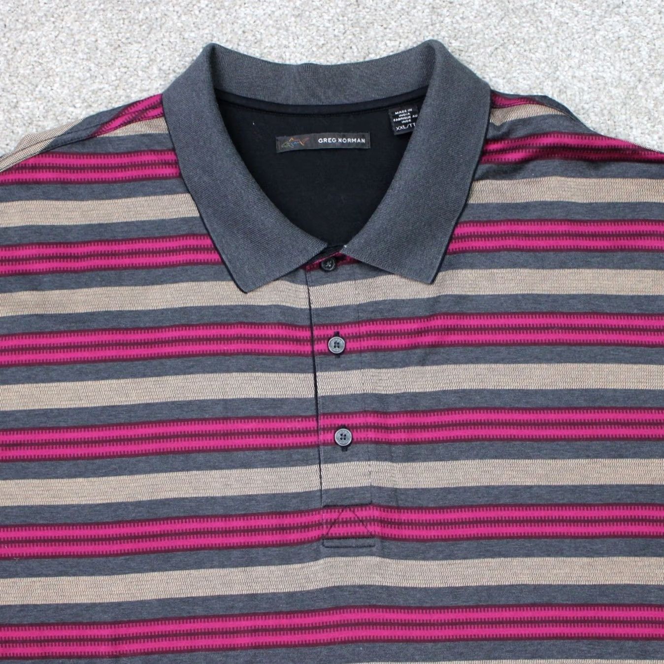 Vintage Greg Norman Polo Shirt Mens 2XL Purple Striped Sports Polo S/S Classic Golf Shirt Mens Size US XXL / EU 58 / 5 - 4 Thumbnail