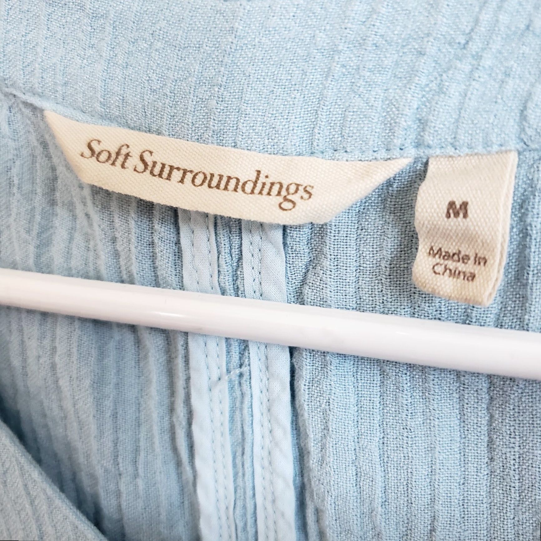 Soft Surroundings Soft Surroundings Womens Button-Up Top Sz M Blue Ramie Talia Shirt Adult Womens Size M / US 6-8 / IT 42-44 - 6 Thumbnail