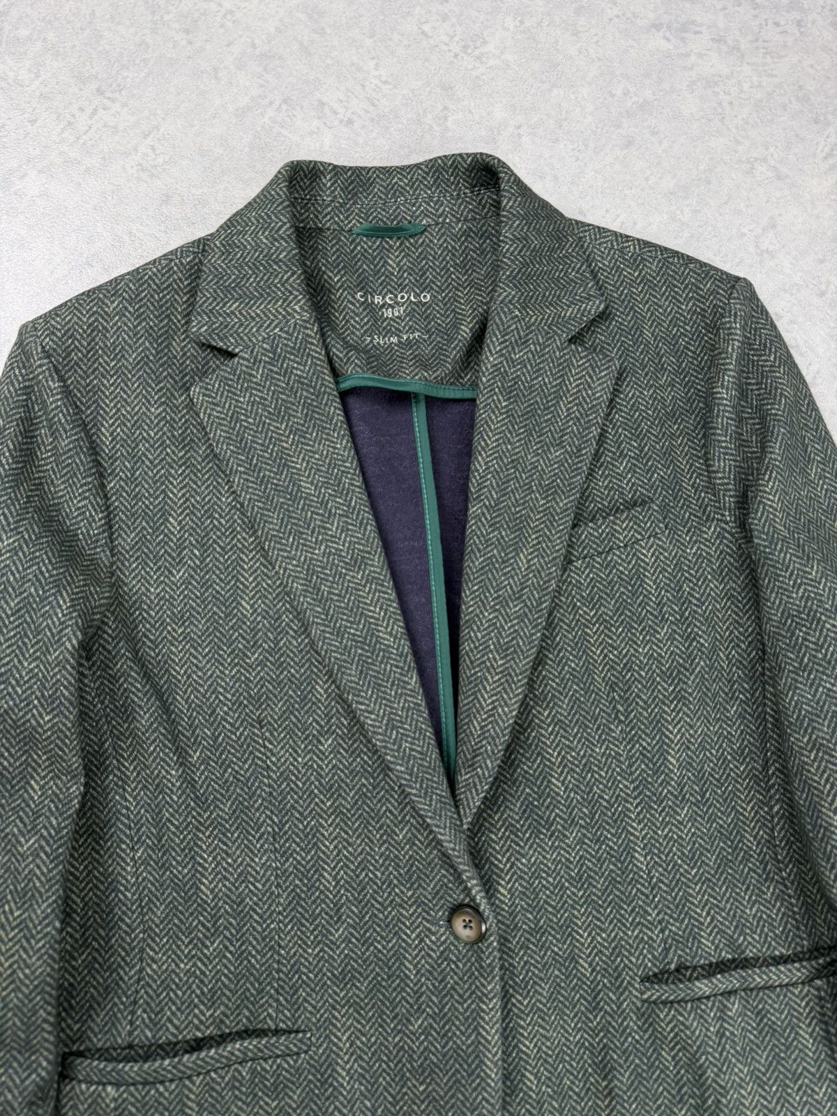Circolo 1901 Circolo 1901 Womens Jersey Blazer Green Herringbone Size 46 Size L / US 10 / IT 46 - 6 Thumbnail