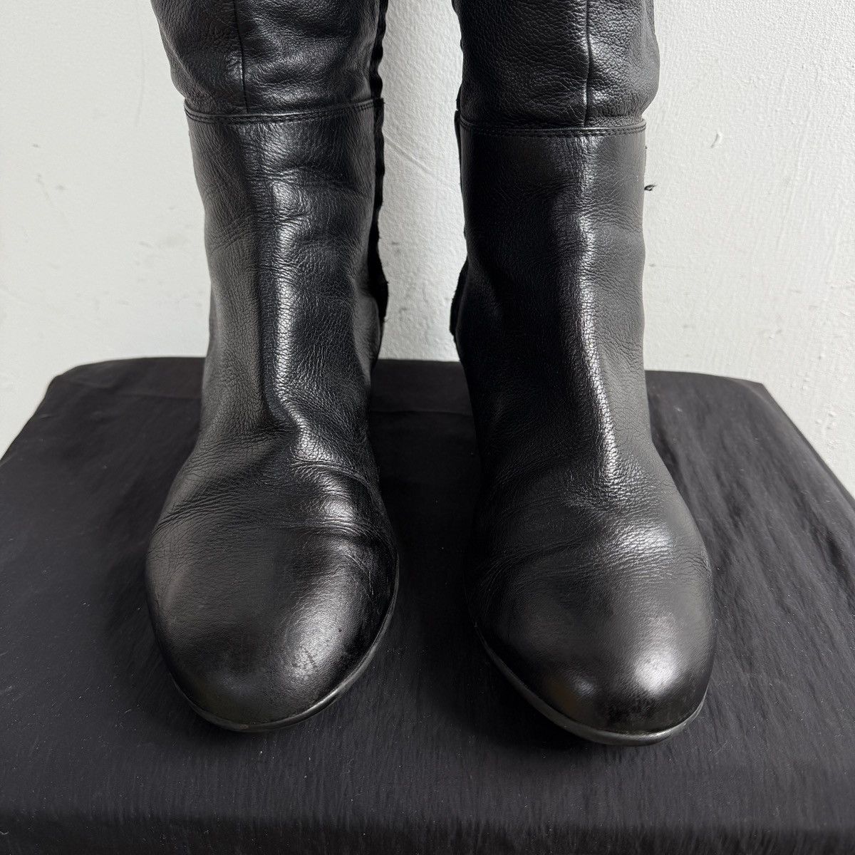 DKNY Archive 00's DKNY Wedge Knee High Leather Boots Racing Moto Size US 11 / IT 41 - 6 Thumbnail