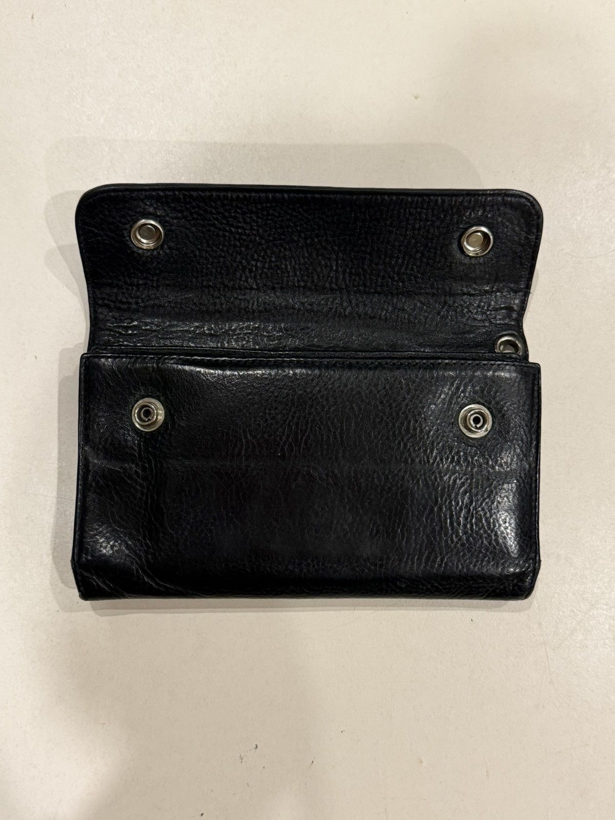 Chrome Hearts Chrome Hearts Black Leather Wave Wallet Silver Cross Balls Size ONE SIZE - 9 Thumbnail