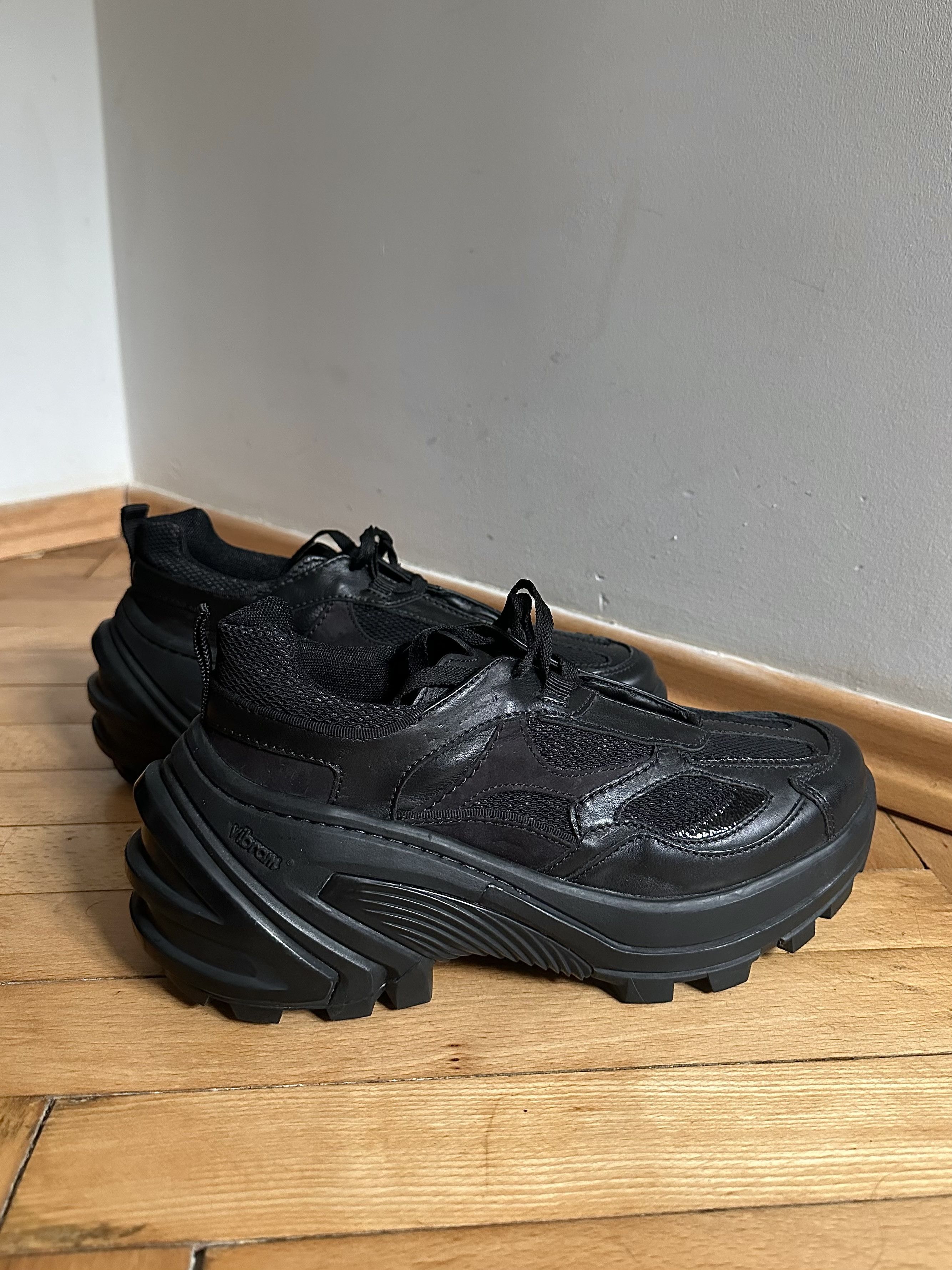1017 ALYX 9SM 1017 ALYX 9SM Black Indivisible Leather Sneakers Size US 10 / IT 40 - 1 Thumbnail