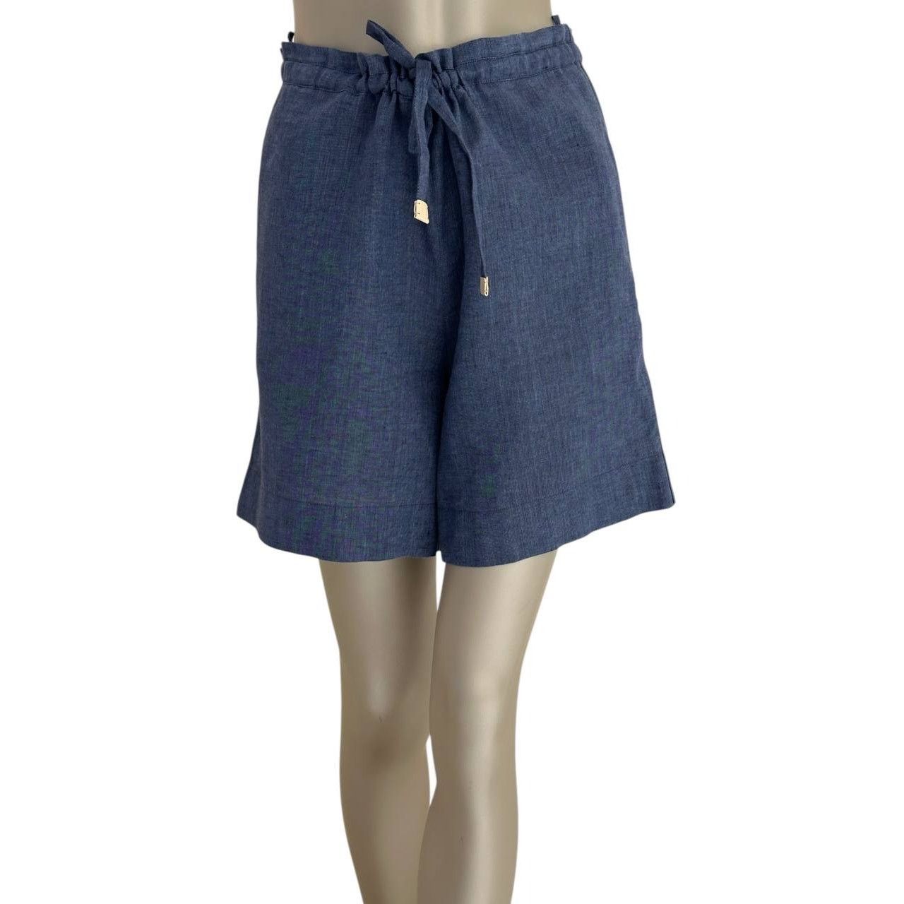 Loro Piana Loro Piana Blue Linen Shirt & Shorts Set - Size 38 Size 26" / US 2 / IT 38 - 3 Thumbnail