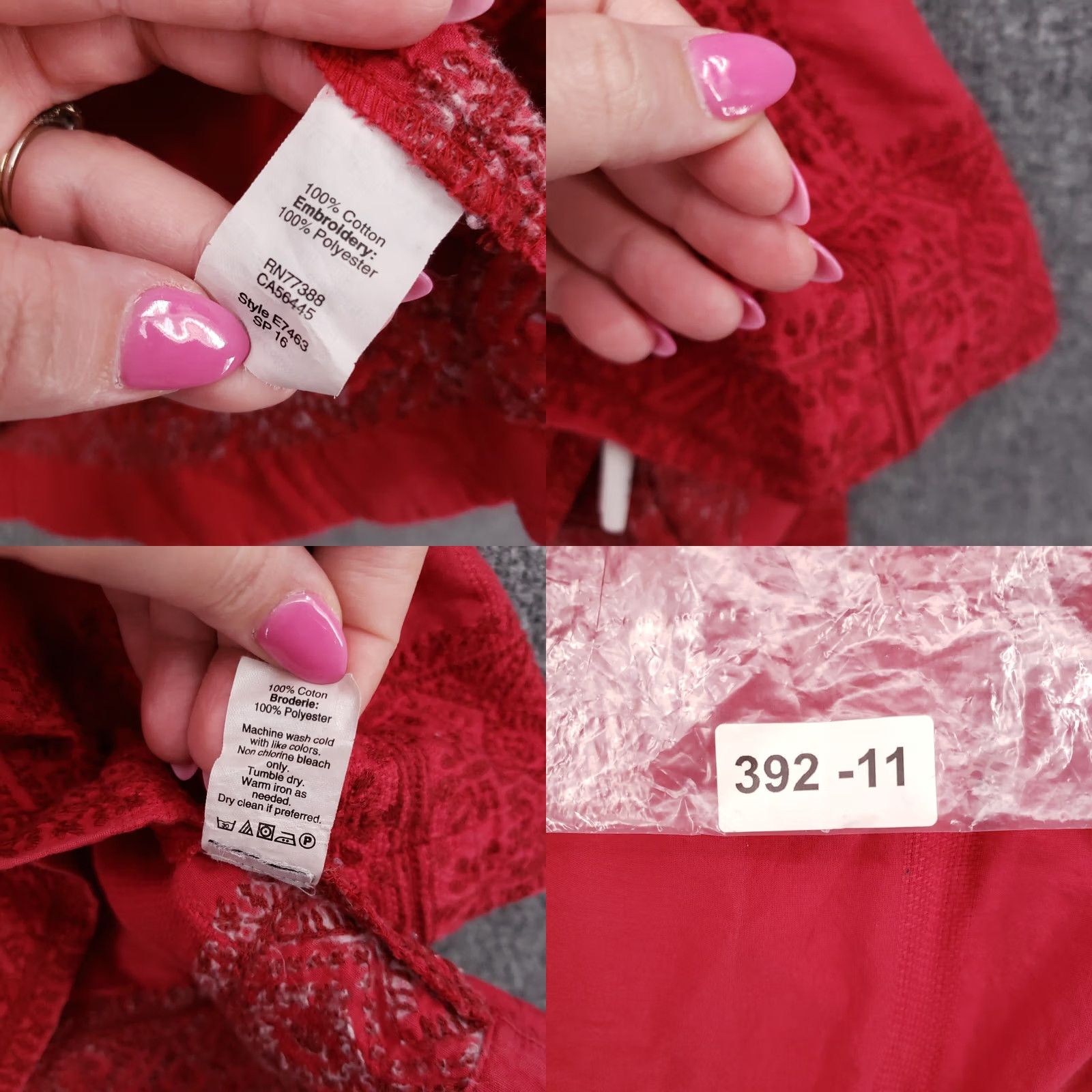 Madewell Madewell Red Embroidered Camelia Tassel Tunic 3/4 Sleeve Shirt Womens S Small Size S / US 4 / IT 40 - 8 Thumbnail
