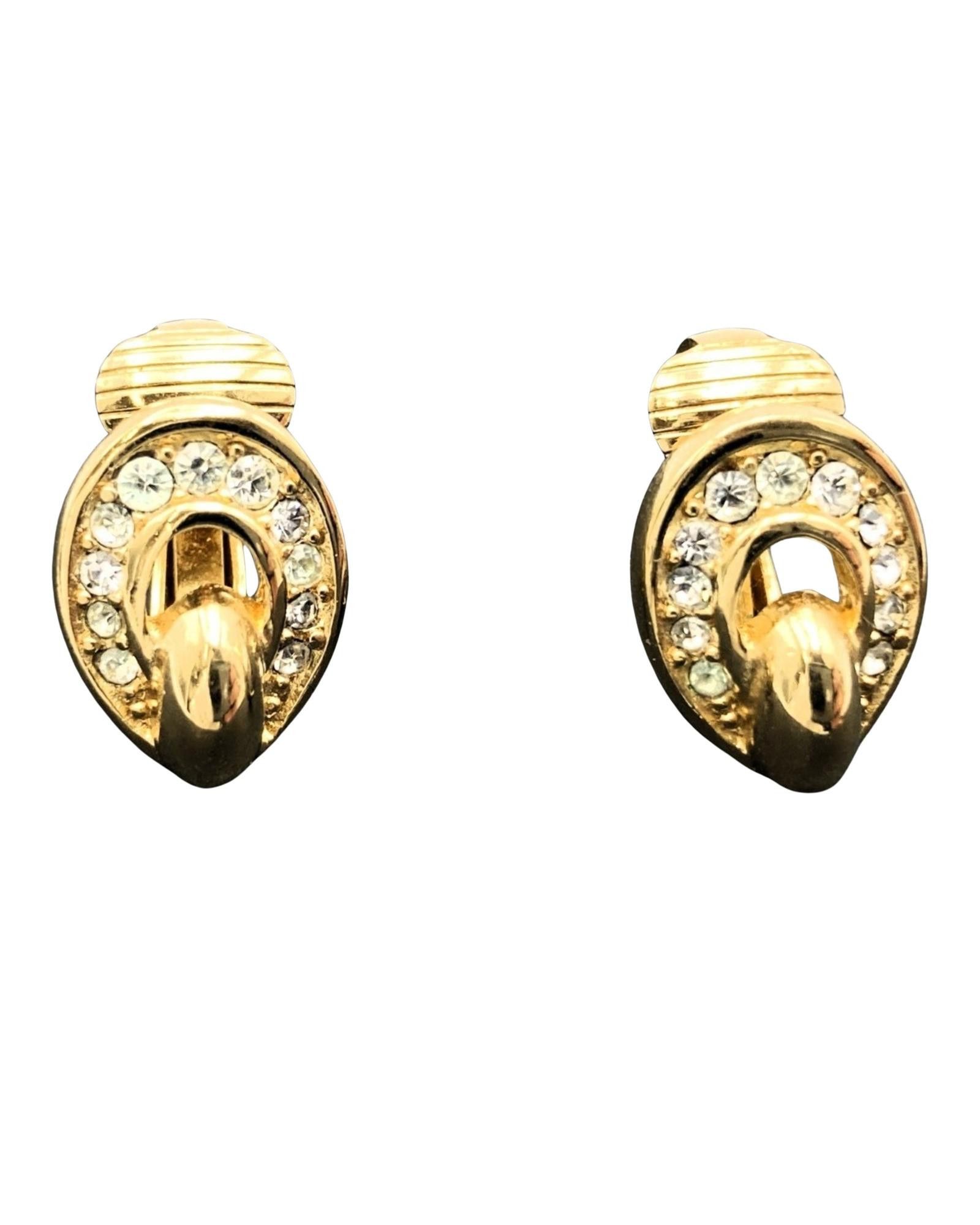 image of Gold-Plated Clip Earrings By Christian Dior, Women's