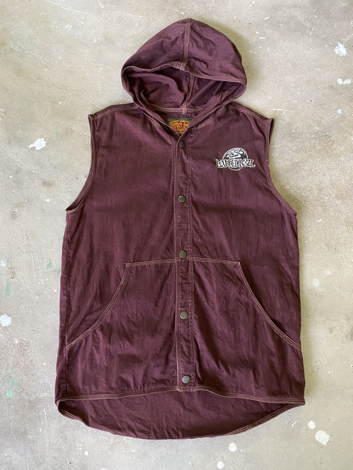 Japanese Brand Barrel Roll Hooded Snap Vest Maroon Archive Y2K Size US M / EU 48-50 / 2 - 1 Thumbnail
