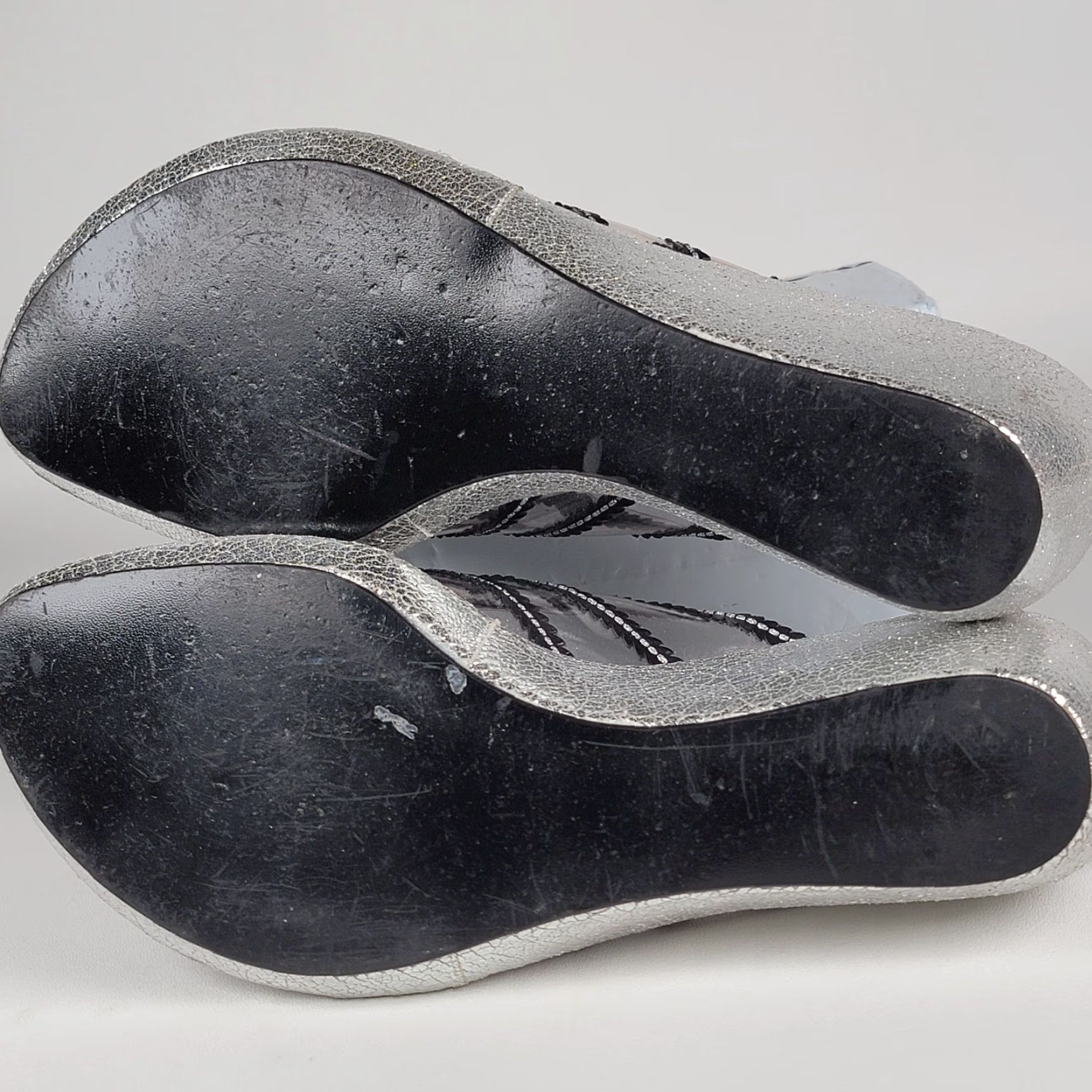 Vintage Degaria Women's Heel Open Toe Kitten Pump Silver Black 8.5 Pumps Shoes Size US 9 / IT 39 - 7 Thumbnail