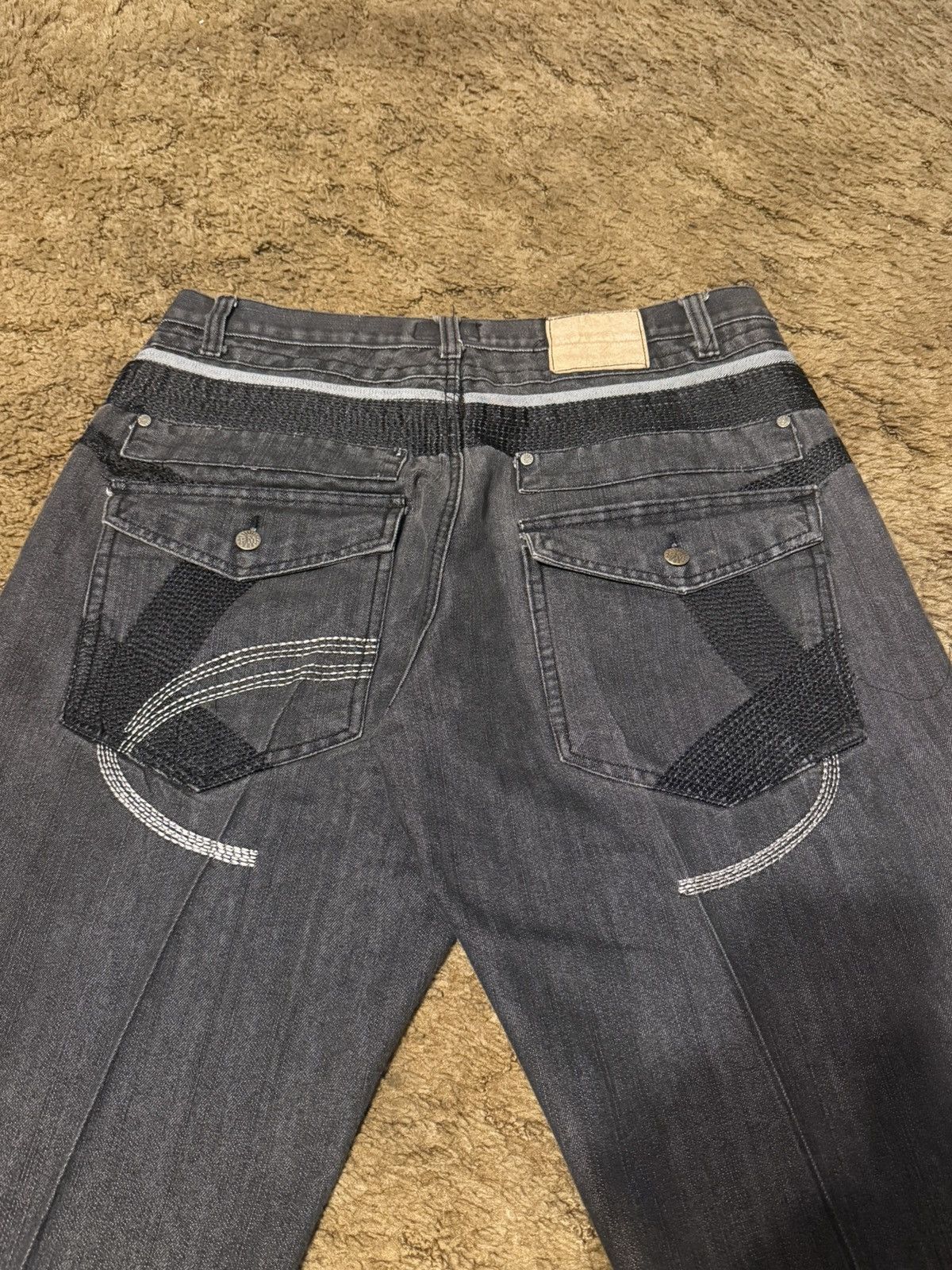 Vintage Y2K Project Mayhem Baggy Embroidered Pleated Jeans 38 X 32 Size US 38 / EU 54 - 2 Thumbnail