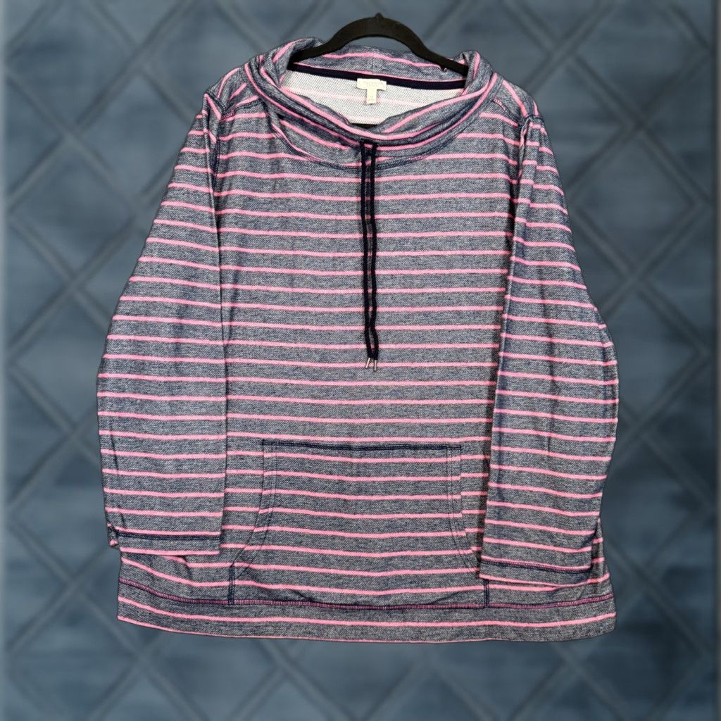 Talbots Talbots Sweatshirt Women 3X Striped Mock Neck Plus Size Casual Pullover Ocean Blue Pink Navy Size XXL / US 16-18 / IT 52-54 - 1 Thumbnail