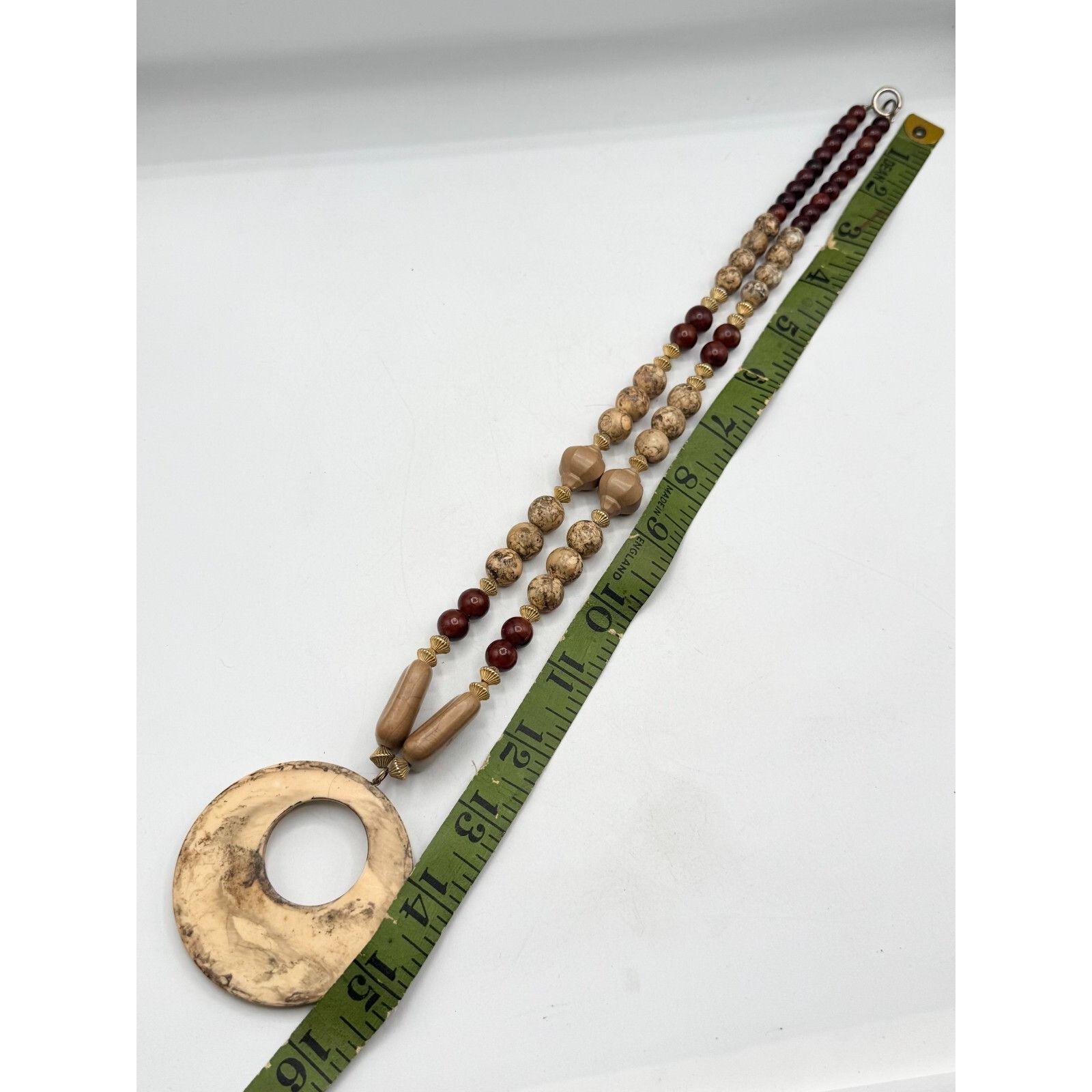 Vintage Vintage 80s Wood Plastic Long Beaded Pendant Necklace Size ONE SIZE - 4 Thumbnail