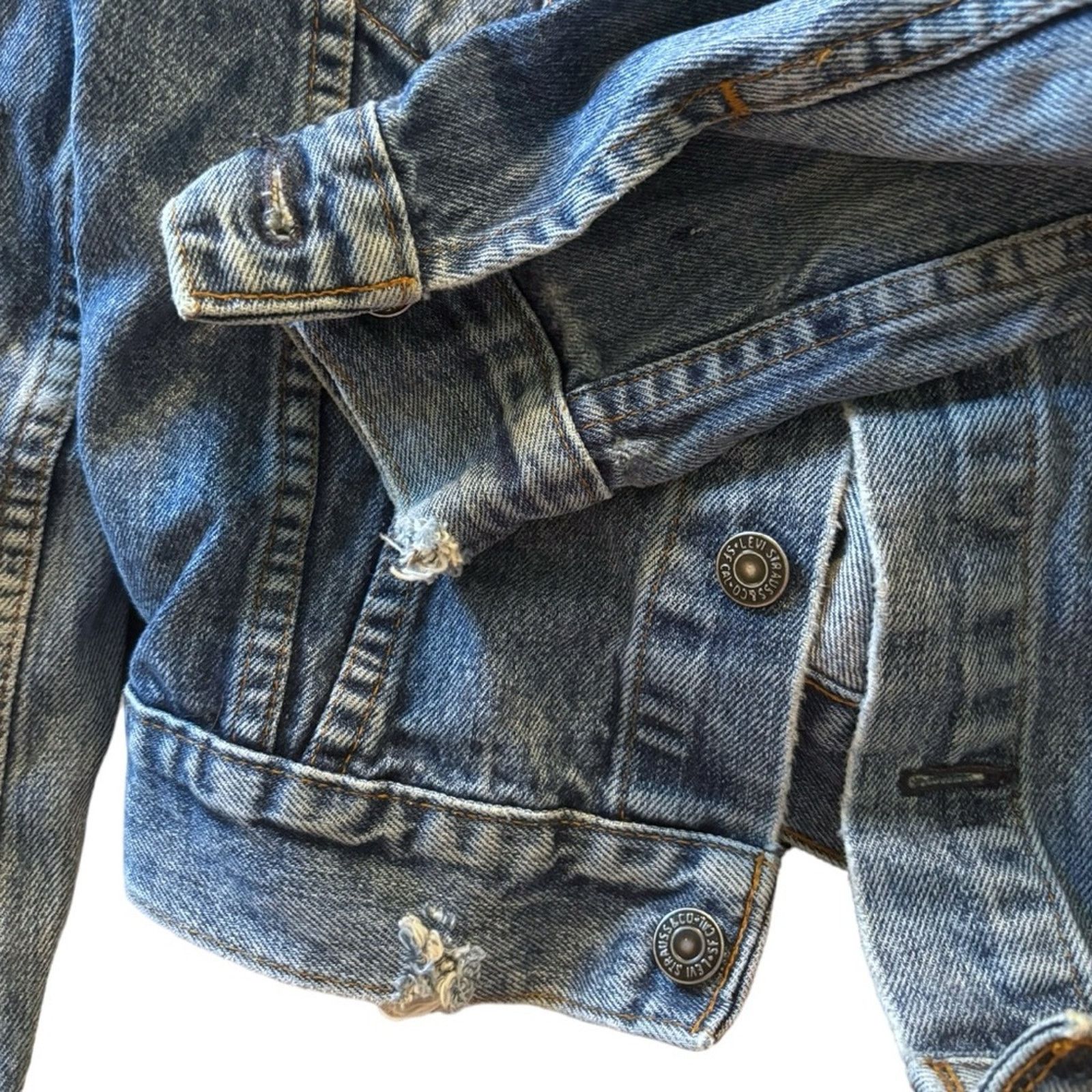 Levi's Vintage 80s Levis Denim Blue Jean TRUCKER Jacket Size S / US 4 / IT 40 - 4 Thumbnail