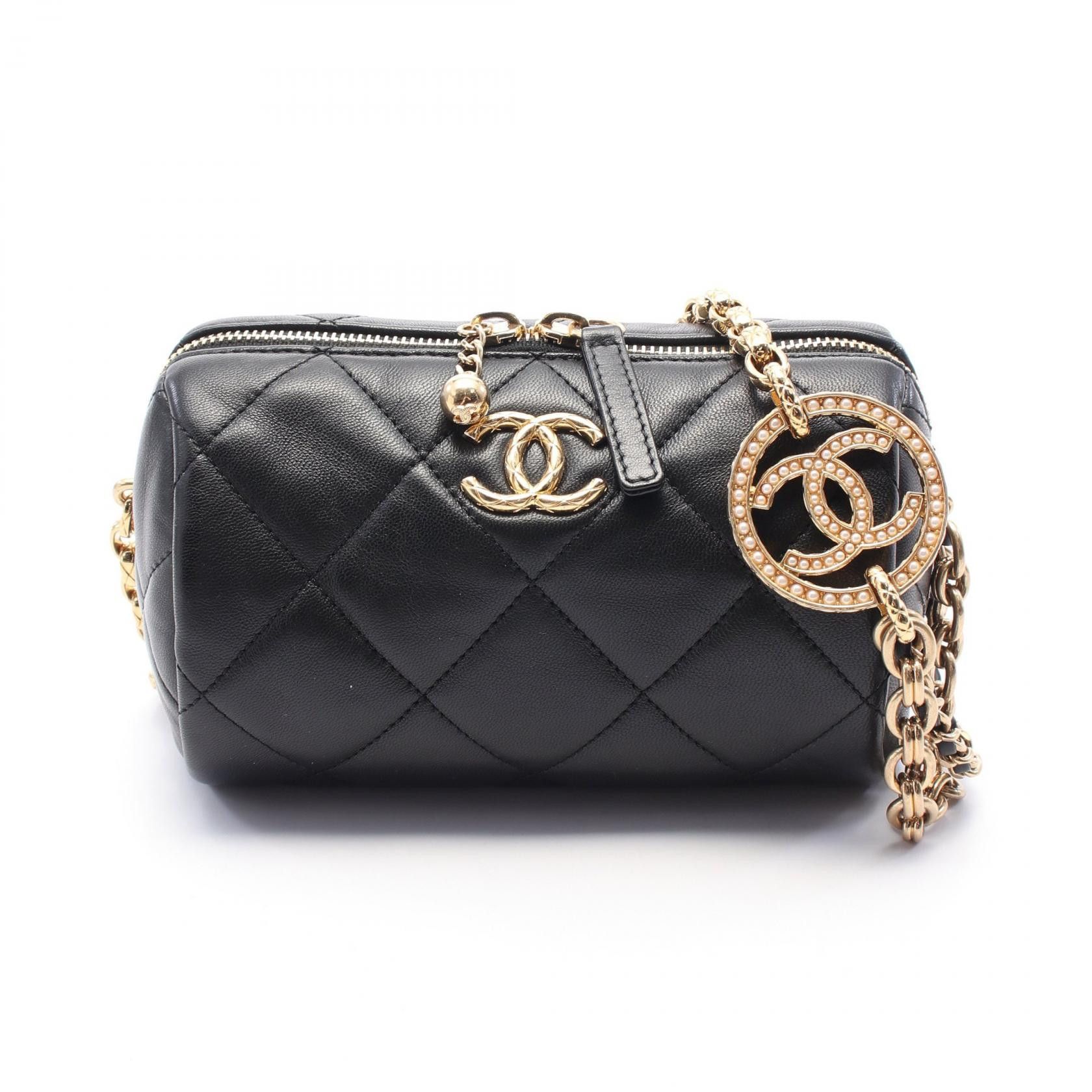 Chanel Chanel Mini Bowling Bag Leather Shoulder Bag Leather Shoulder Bag As3384 in Black, Women's