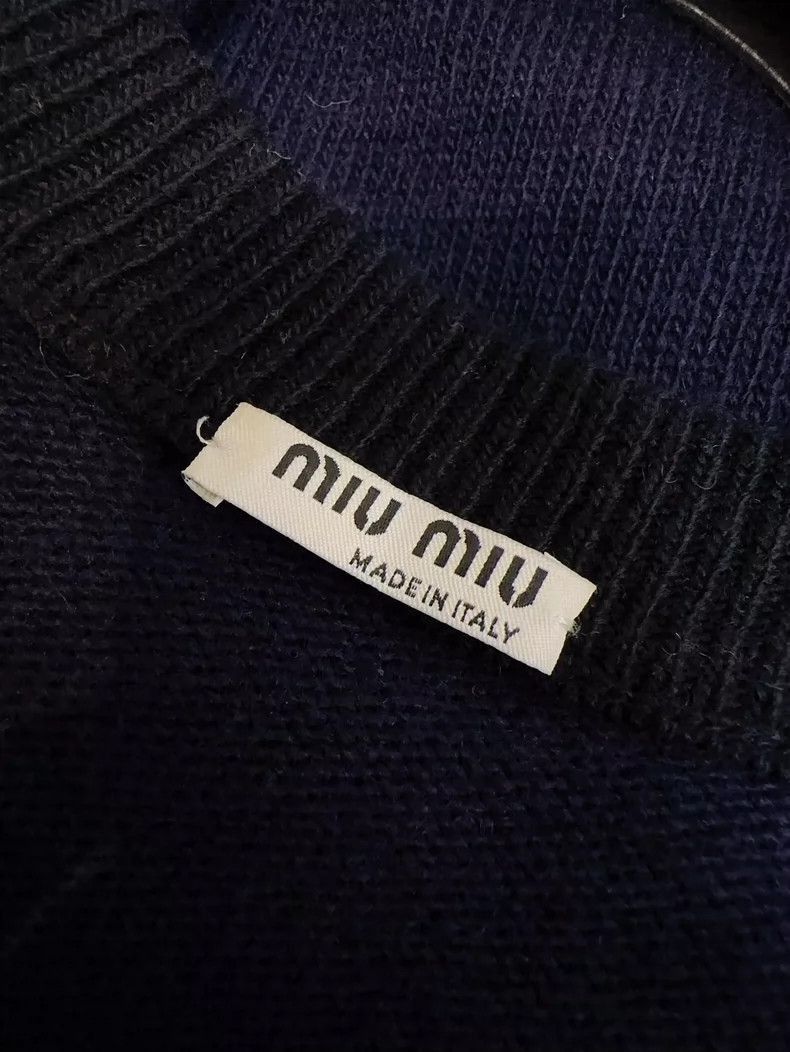 Prada Miu Miu Blue Red Argyle Knit Cardigan-2506 Size M / US 6-8 / IT 42-44 - 5 Thumbnail
