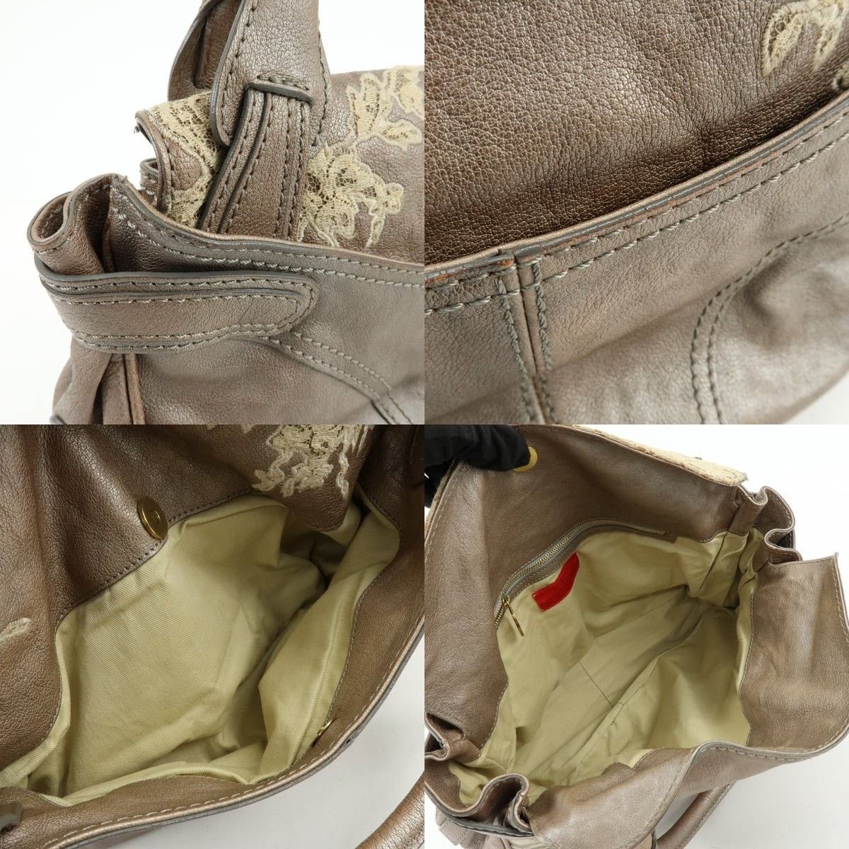 Valentino Valentino Flower Embroidery Calfskin Shoulder Bag Gray Size ONE SIZE - 7 Thumbnail