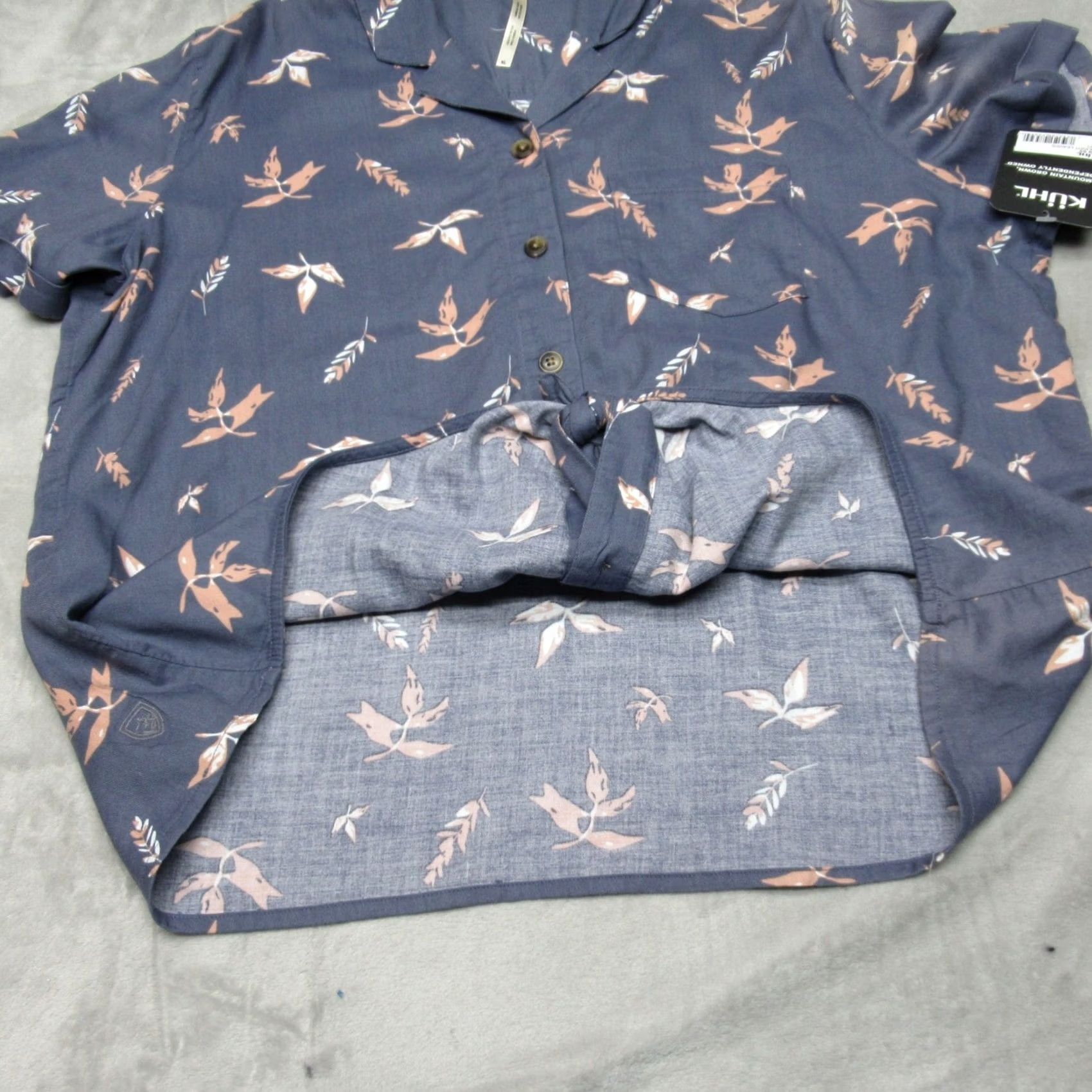 Vintage KUHL Shirt Womens XL Blue Twilight Leaves Elsie Short Sleeve Tie Front Light NEW Size XL / US 12-14 / IT 48-50 - 5 Thumbnail