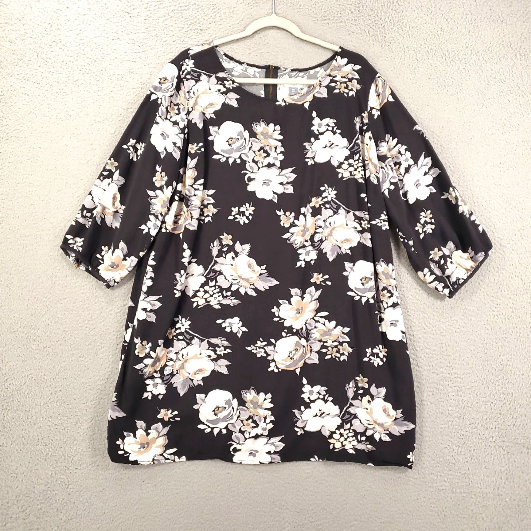 Old Navy Old Navy Tunic Womens 2XL Black White Floral Zip Back Mini Dress Dark XXL Size XXL / US 16-18 / IT 52-54 - 2 Thumbnail