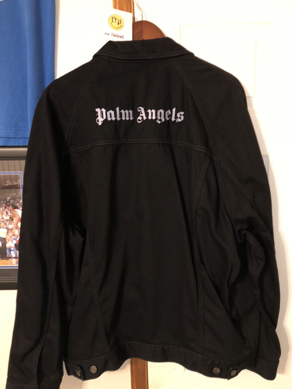 image of Palm Angels Black Denim Jacket, Men's (Size XL)