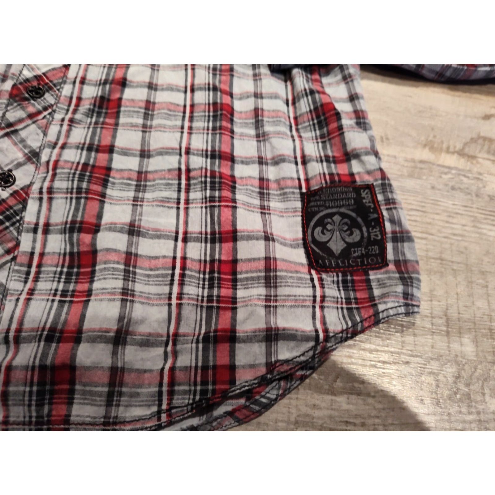 Affliction AFFLICTION Black Premium Flannel Plaid Button-Up Shirt M Long Sleeve Embroidered Biker Mens Size US M / EU 48-50 / 2 - 3 Thumbnail